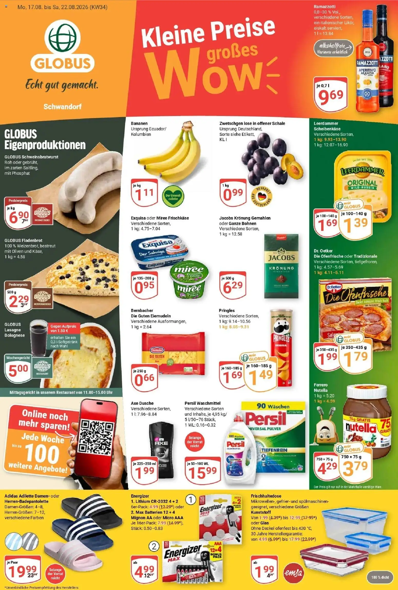 Globus Prospekt Schwandorf (ab 17.08.2026) » Angebote online | Seite: 1 | Produkte: Bananen, Ofenfrische, Axe, Persil
