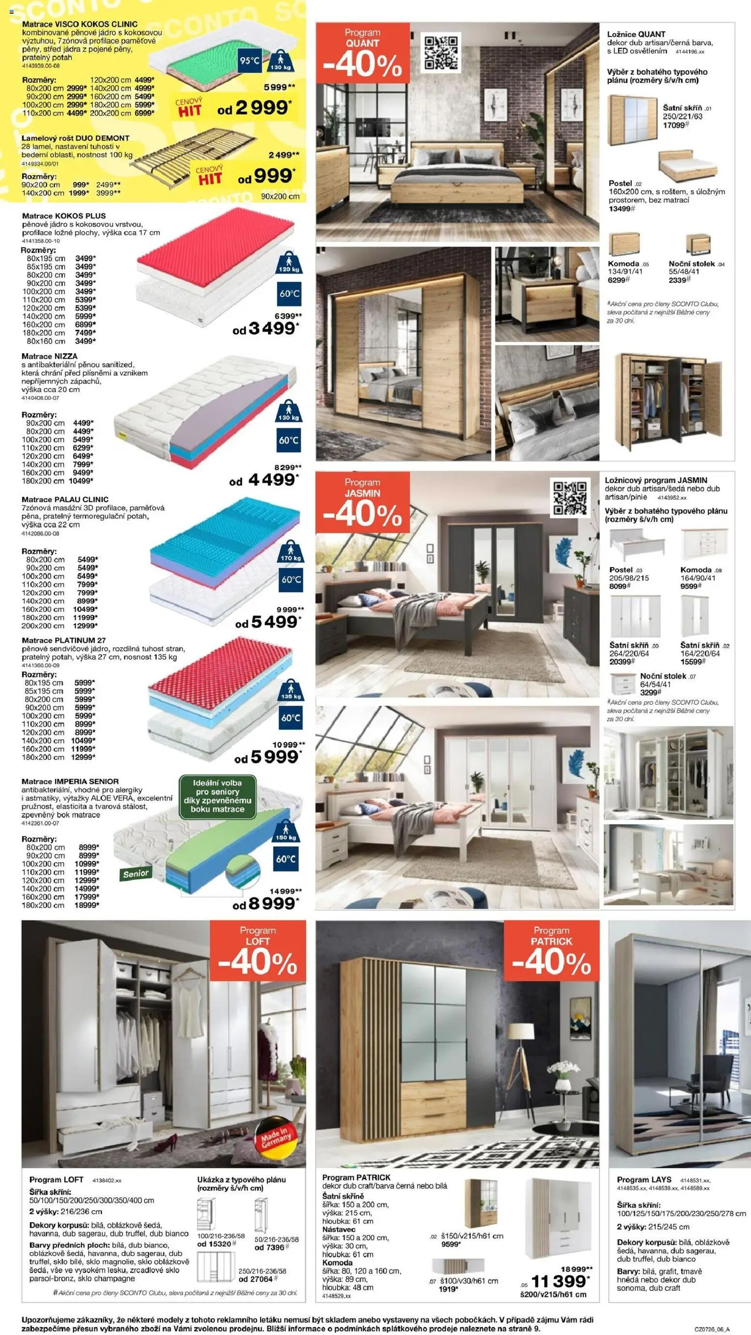 Sconto nábytek leták od 20.05.2026 | Strana: 6 | Produkty: Šatní skříň, Noční stolek, Rošt, LED