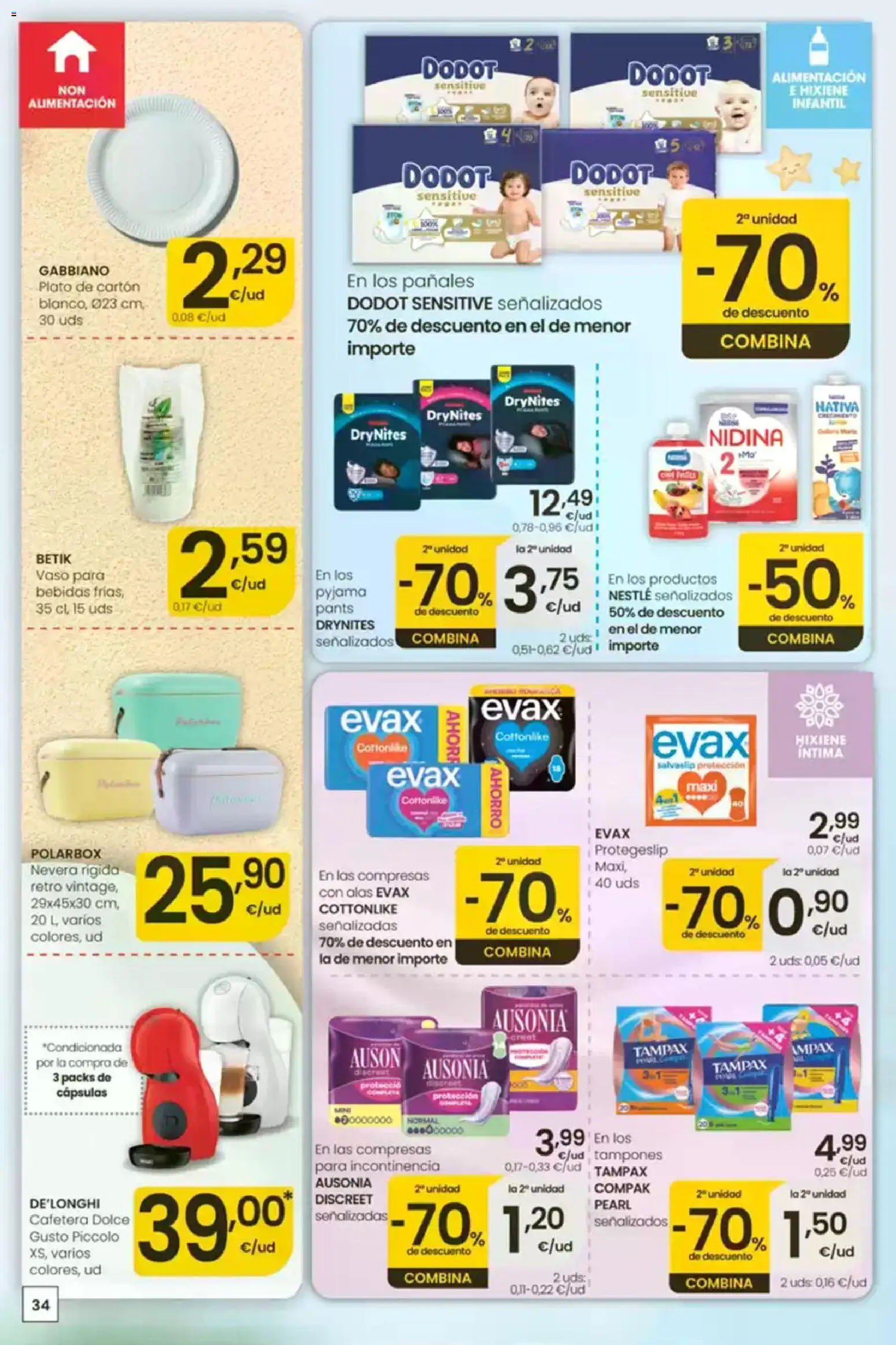 Eroski folleto │ válido desde el 30/07/2026 | Página: 34 | Productos: Tampones, Nevera, Cafetera, Γλυφιτζούρι