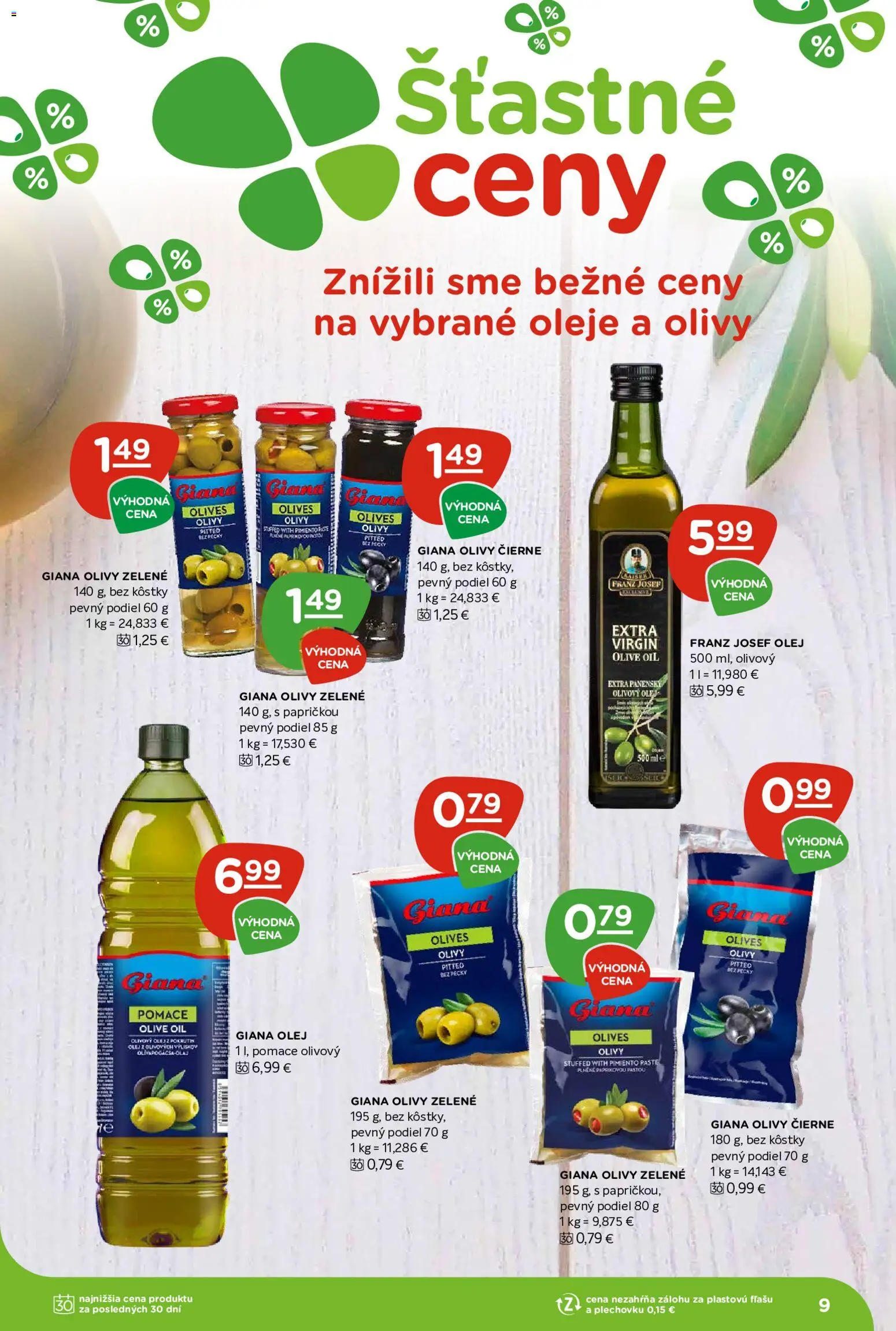 Nové Terno akcie – leták je platný od 18.06.2026 | Strana: 9 | Produkty: Olej, Olivový olej