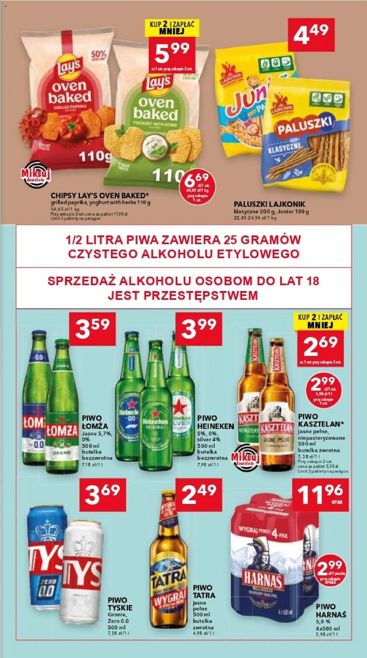 Lewiatan gazetka - Katowice od 08.10.2026 | Strona: 7 | Produkty: Chipsy, Tyskie, Harnaś, Heineken