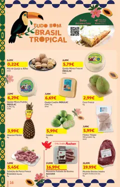 Pré-visualização Auchan - Férias de Verão - Tempos Livres válido de 07/07/2026 | Página: 16 | Produtos: Bolo, Salsicha, Queijo, Abacaxi