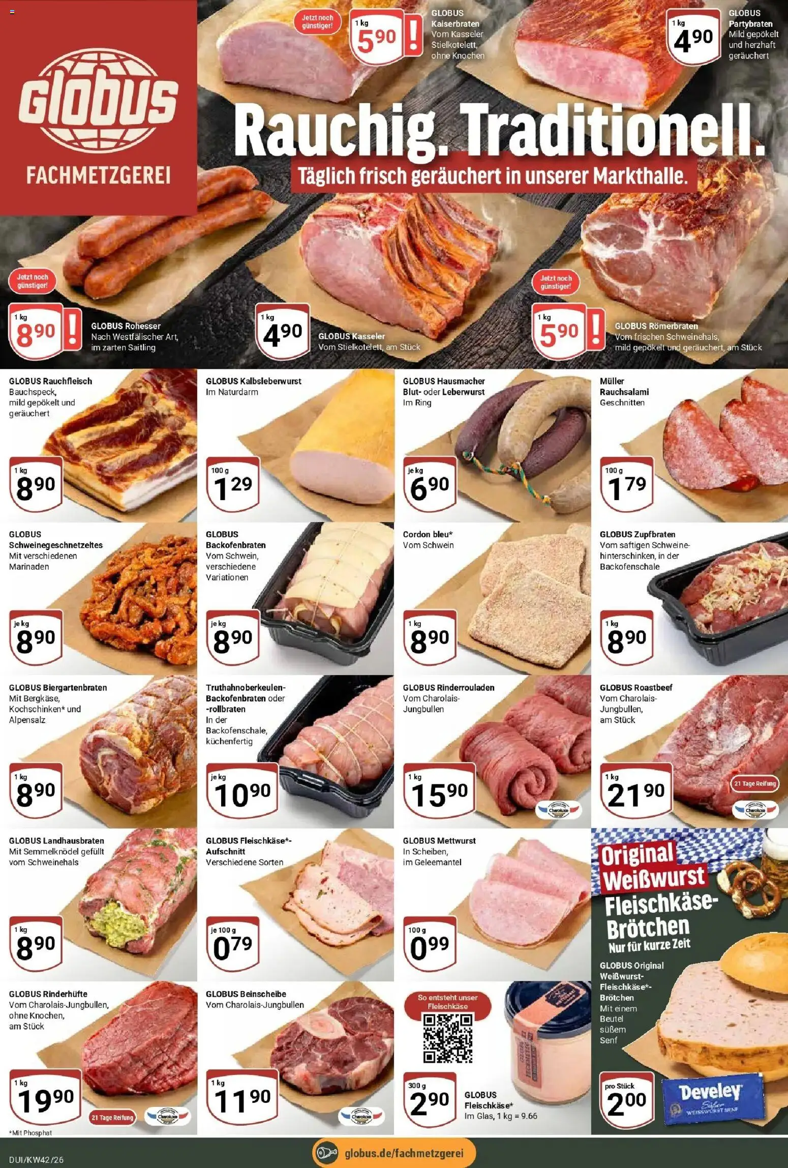 Globus Prospekt Duisburg (ab 12.10.2026) » Angebote online | Seite: 10 | Produkte: Rinderrouladen, Weißwurst, Roastbeef