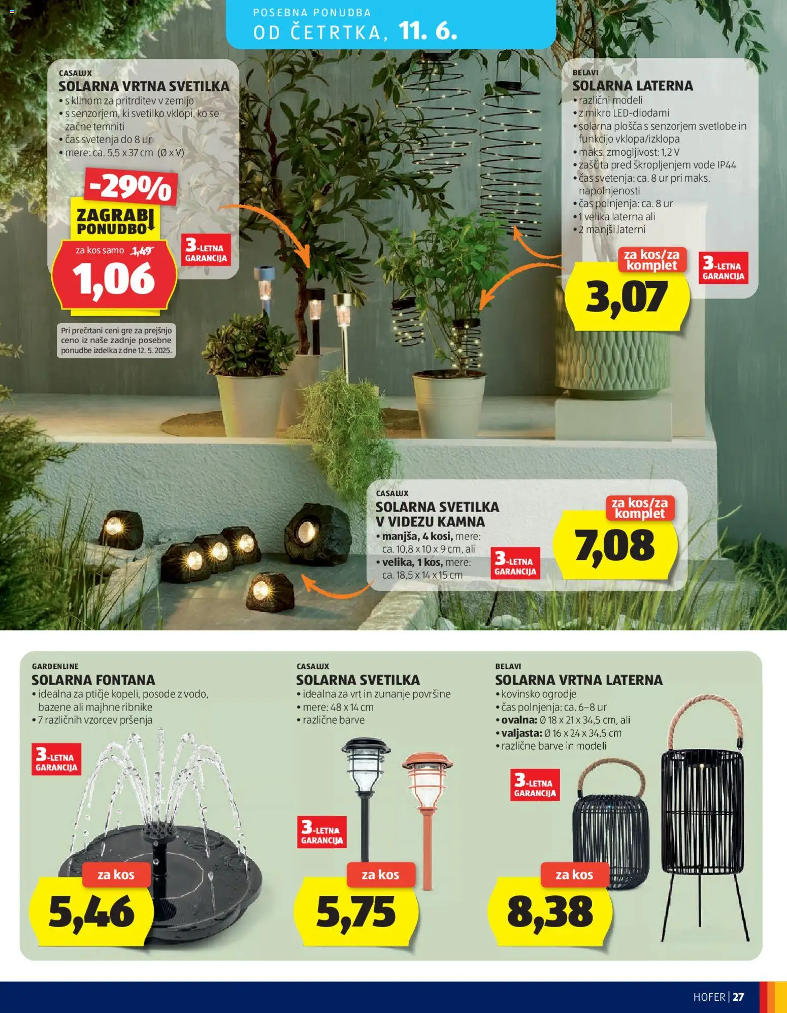 Novi Hofer katalog ponudbe – veljaven od 03.06.2026 | Stran: 27 | Izdelki: Solarna svetilka, Kos, Svetilka