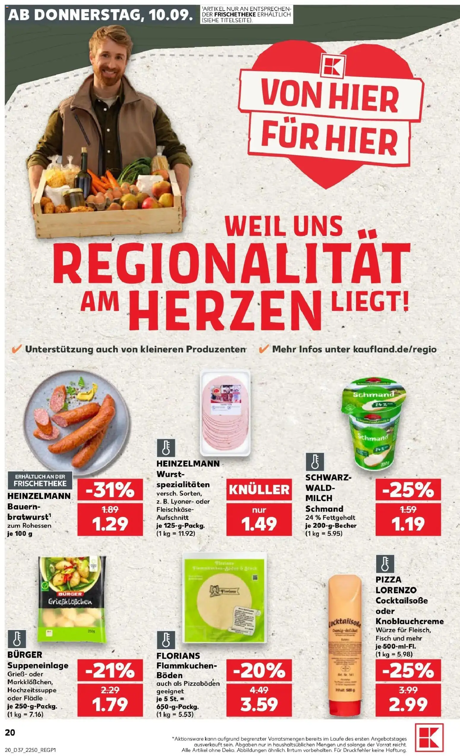 Prospekt Kaufland ab 10.09.2026 » Angebote Online zum Blättern | Seite: 20 | Produkte: Grieß, Milch, Spezialitäten, Pizza