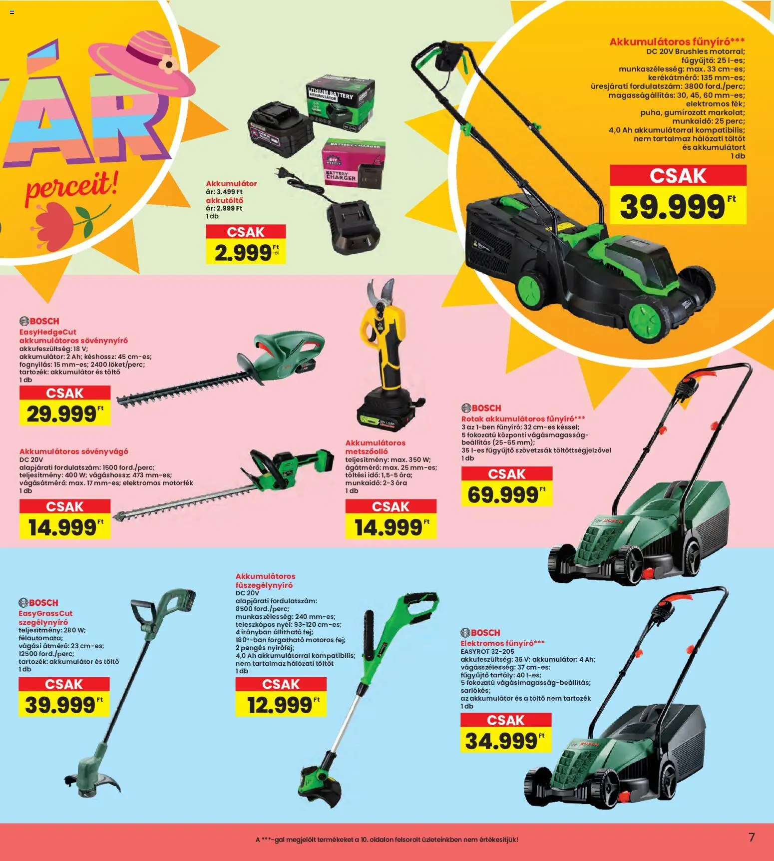Interspar akciós ujság - amely érvényes a következő dátumtól: 28.05.2026 | Oldal: 7 | Termékek: Fűnyíró, Töltő, Elektromos fűnyíró, Fűszegélynyíró