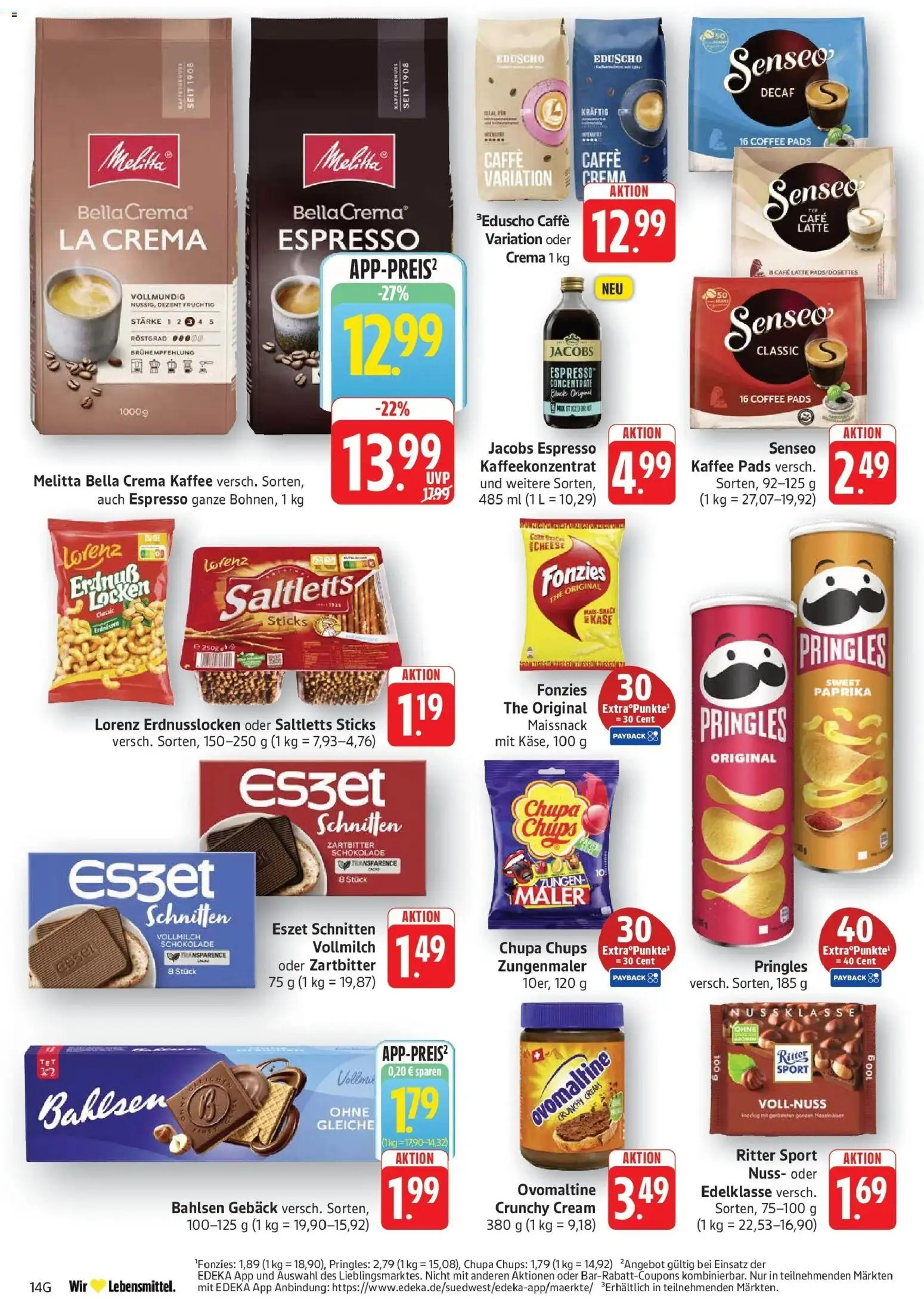 Edeka Prospekt Geislingen – gültig ab 27.07.2026 | Seite: 14 | Produkte: Melitta, Senseo, Schokolade, Ritter sport