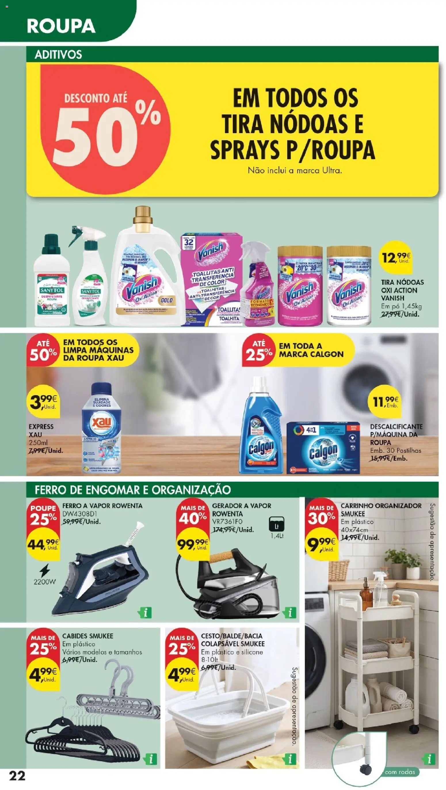 Pingo Doce folheto Especial DPH │ válido de 16.06.2026 | Página: 22 | Produtos: Ferro a vapor, Ferro de engomar, Ferro, Pó