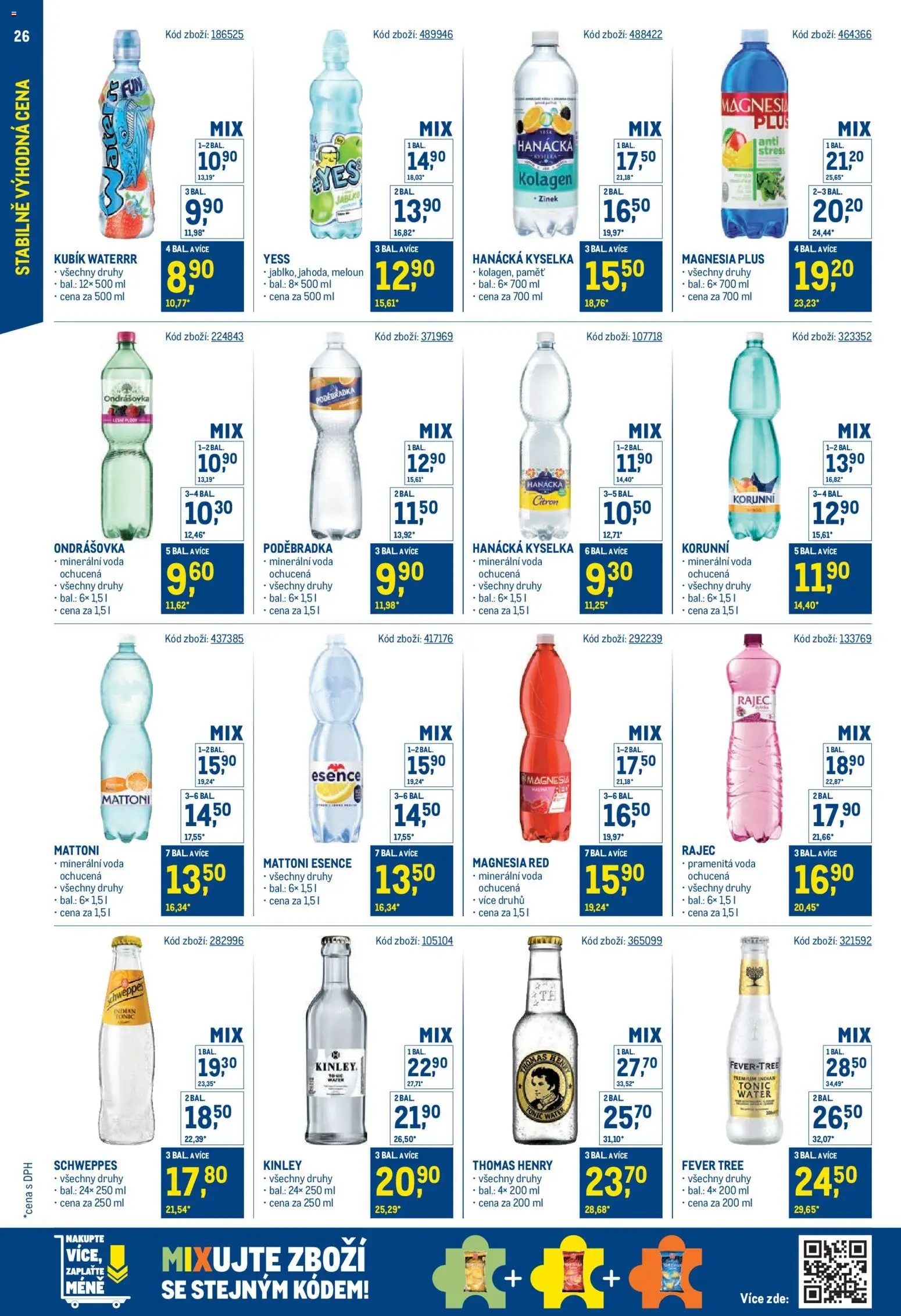 Makro leták - Cash & Carry od 20.05.2026 | Strana: 26 | Produkty: Hanácká kyselka, Tonic, Minerální voda, Magnesia Red