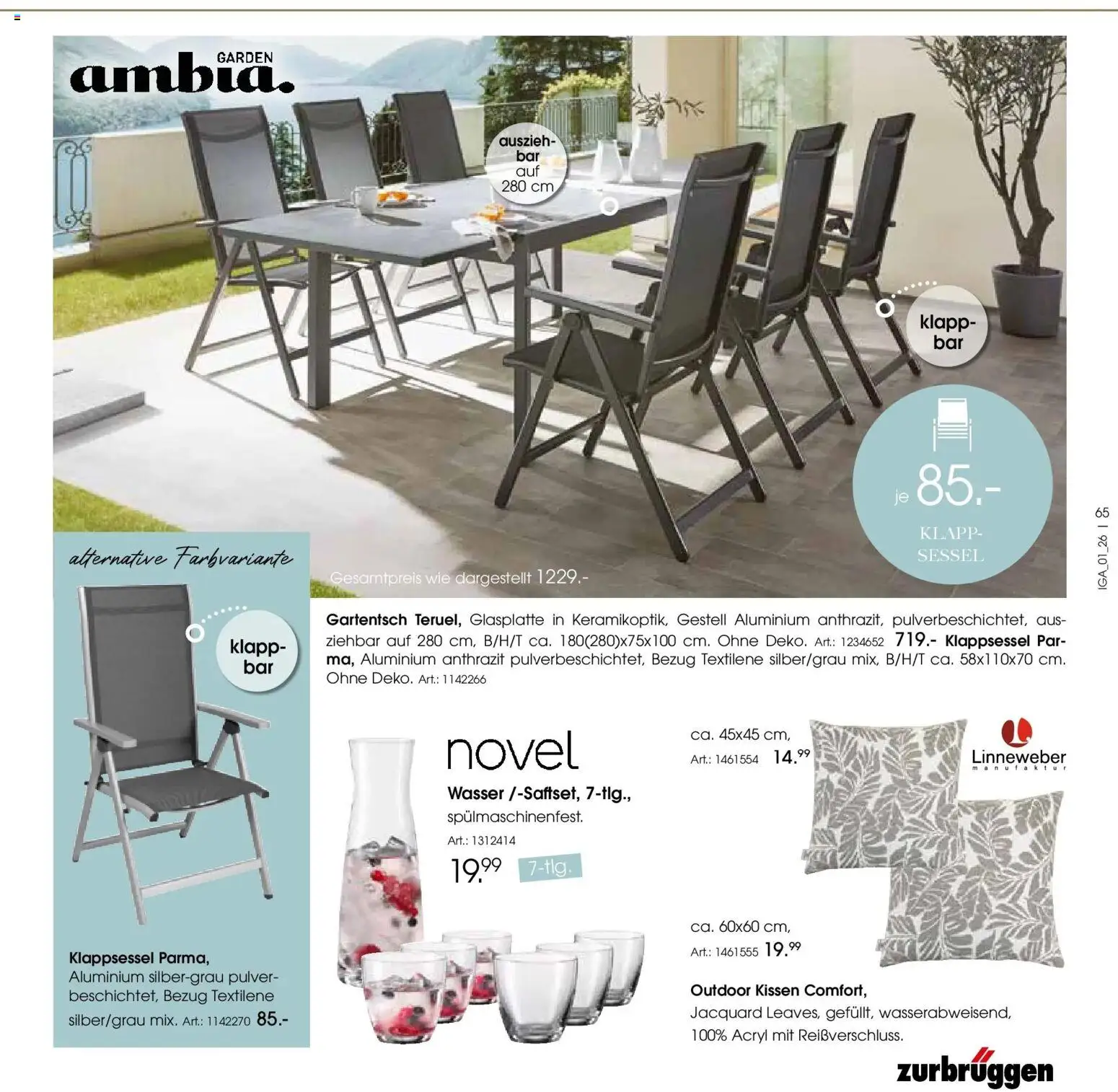 Zurbrüggen Garten Unna – gültig ab 19.03.2025 | Seite: 65 | Produkte: Kissen, Sessel, Wasser