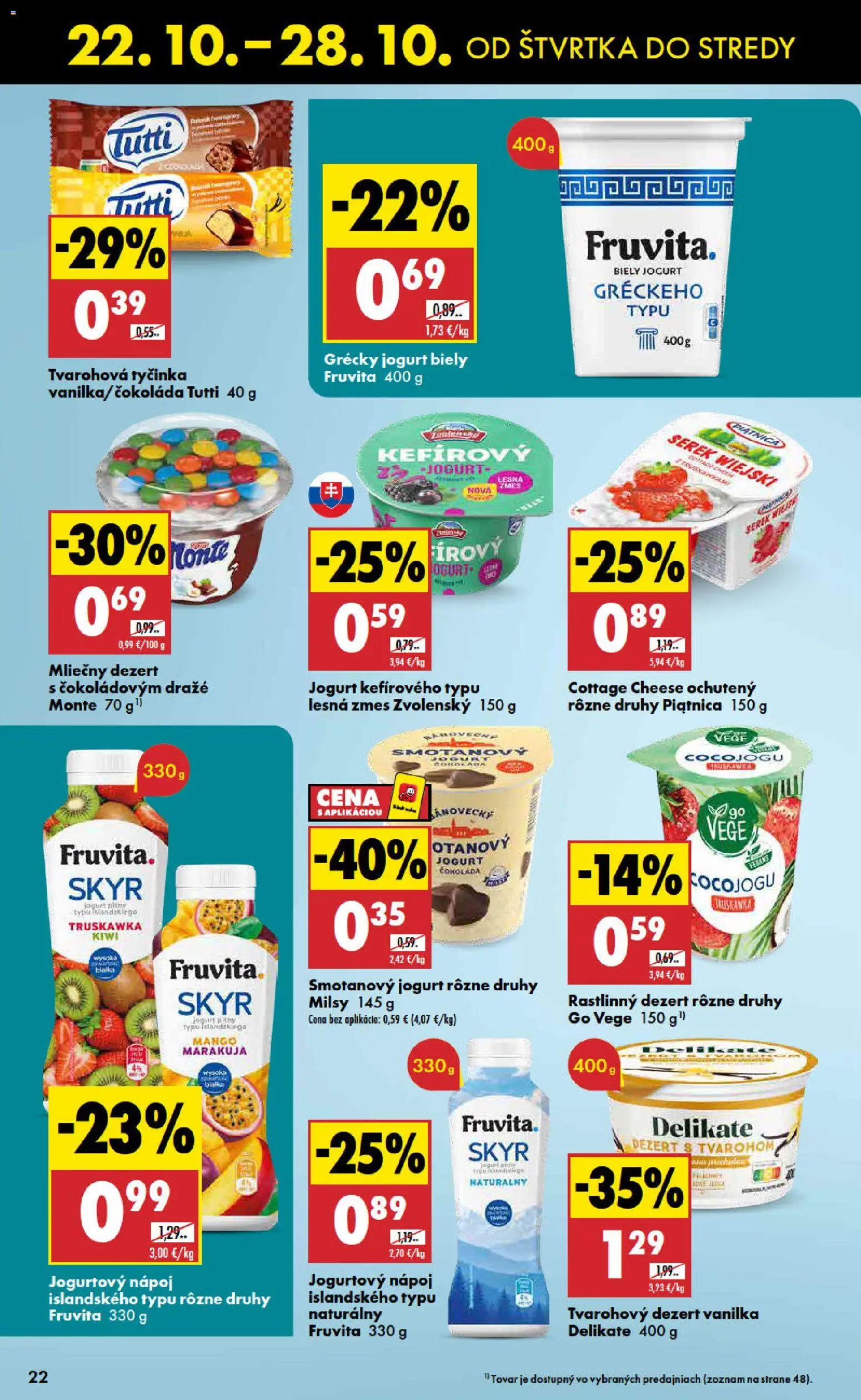Nové Biedronka akcie – leták je platný od 22.10.2026 | Strana: 22 | Produkty: Jogurt, Skyr, Čokoláda, Rastlinný dezert