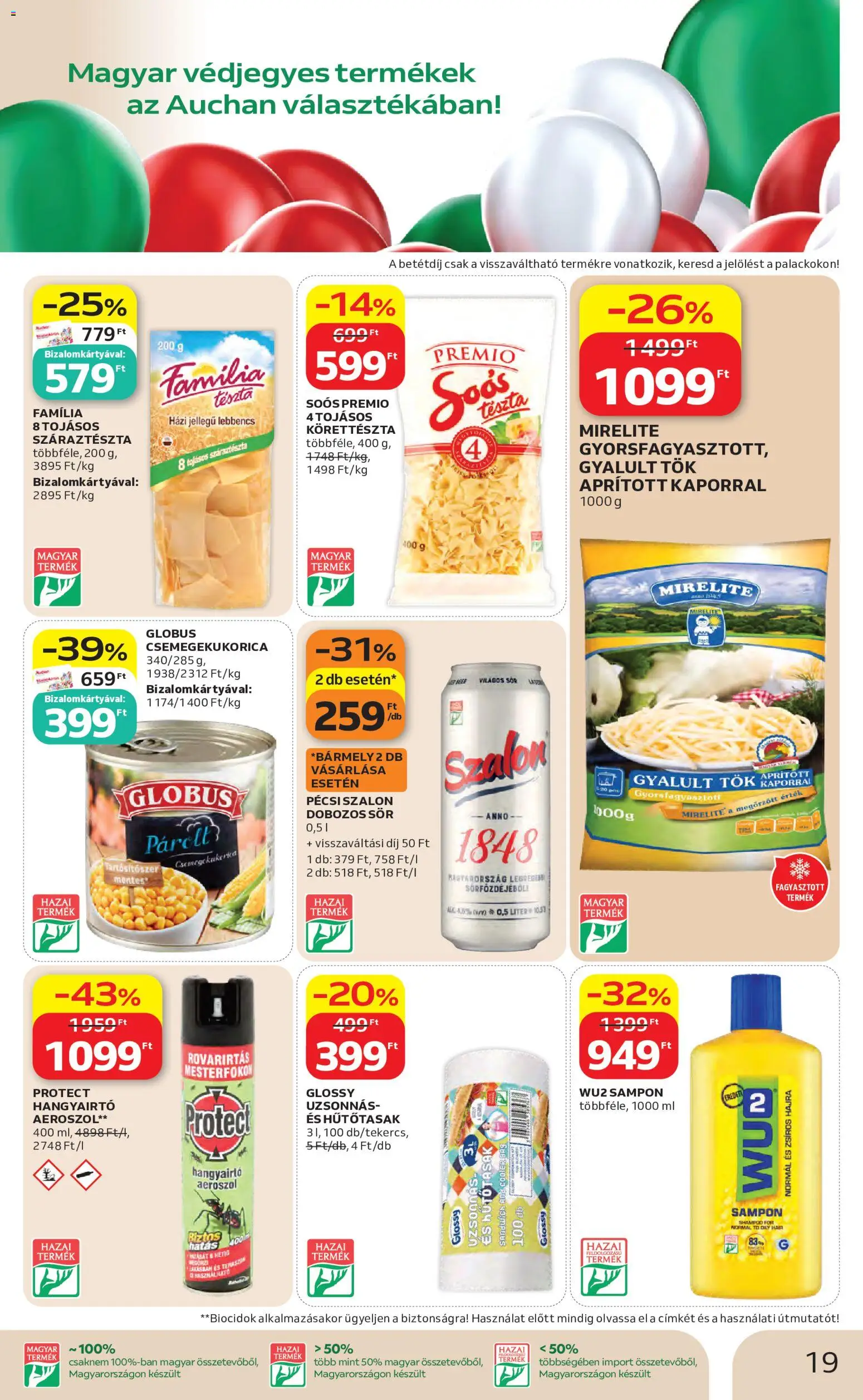 Auchan akciós ujság - amely érvényes a következő dátumtól: 07.05.2026 | Oldal: 19 | Termékek: Hangyairtó, Dobozos sör, Sör, Tészta