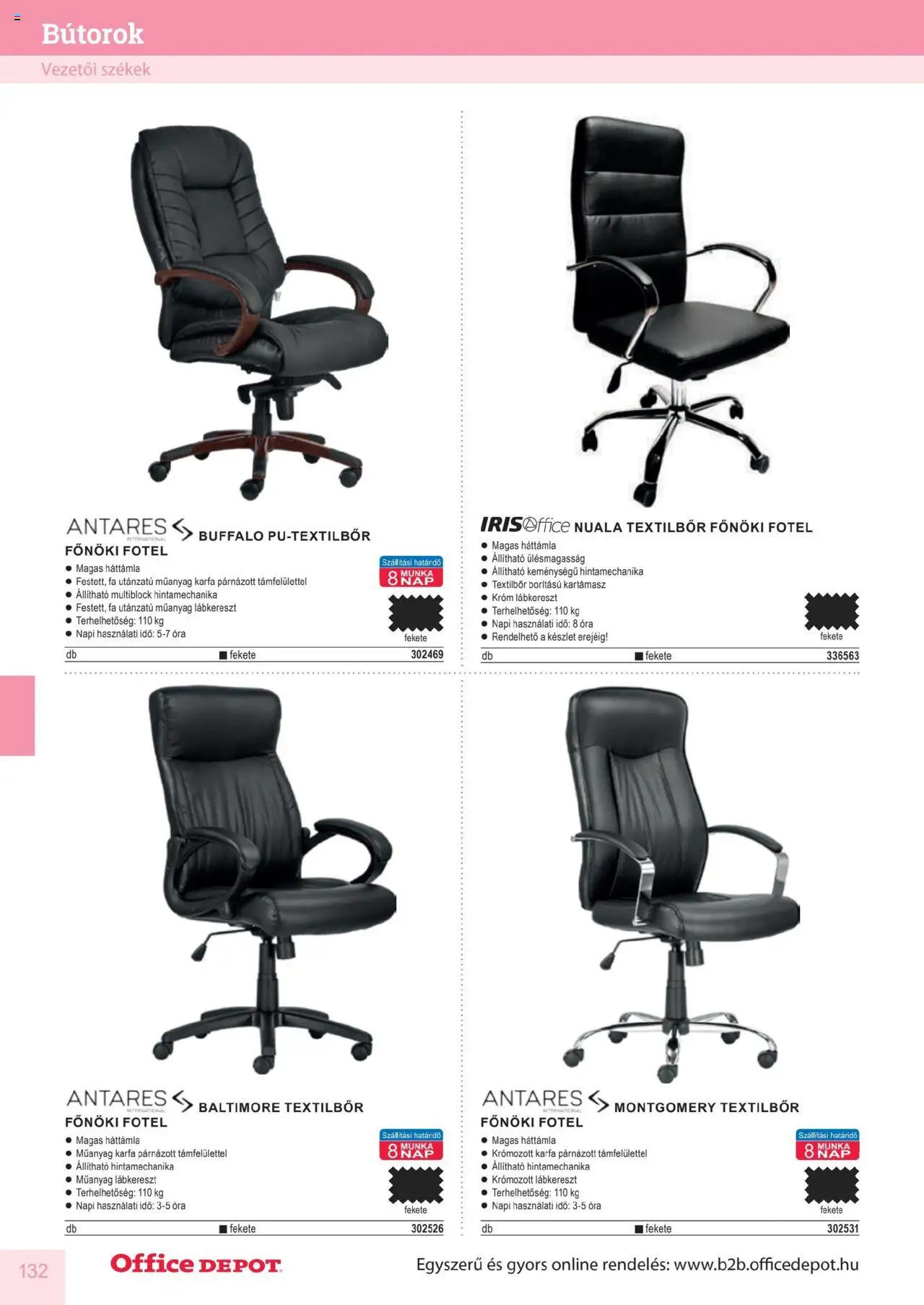 Office Depot akciós ujság - amely érvényes a következő dátumtól: 2025.04.10. | Oldal: 132 | Termékek: FA, Fotel, Székek, Óra