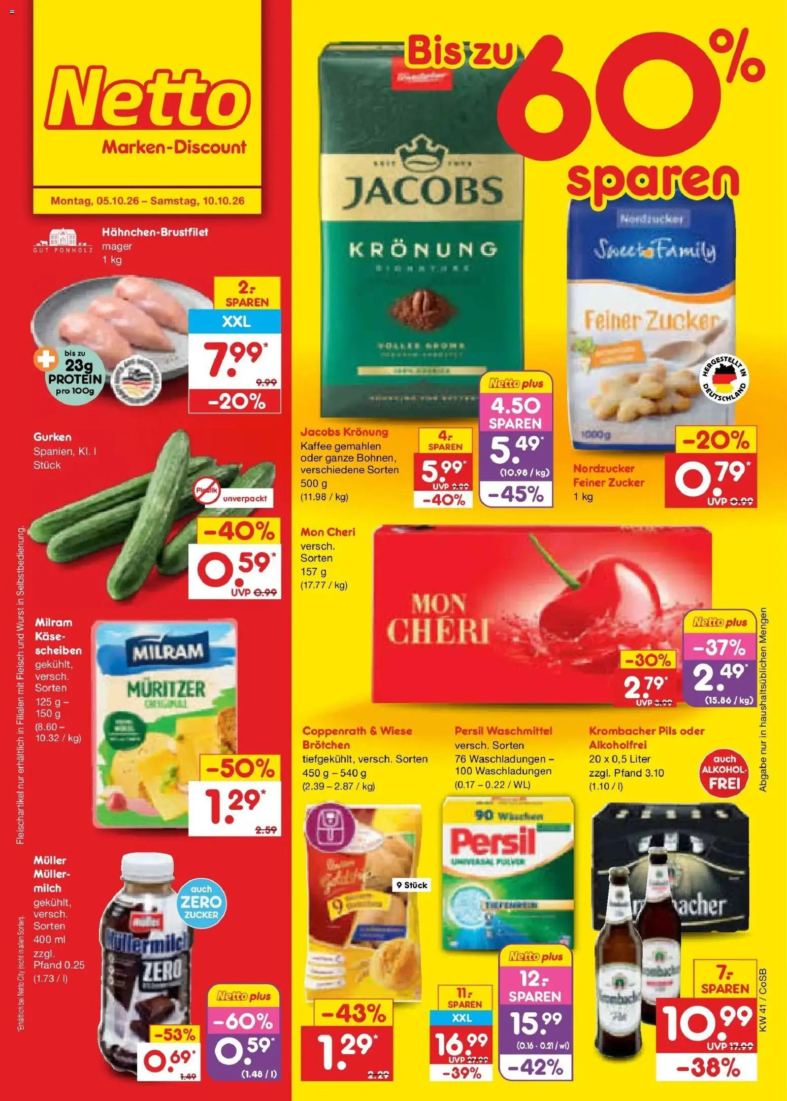 Netto Marken-Discount Prospekt Leipzig – gültig ab 05.10.2026 | Seite: 1 | Produkte: Pils, Waschmittel, Alkohol, Persil