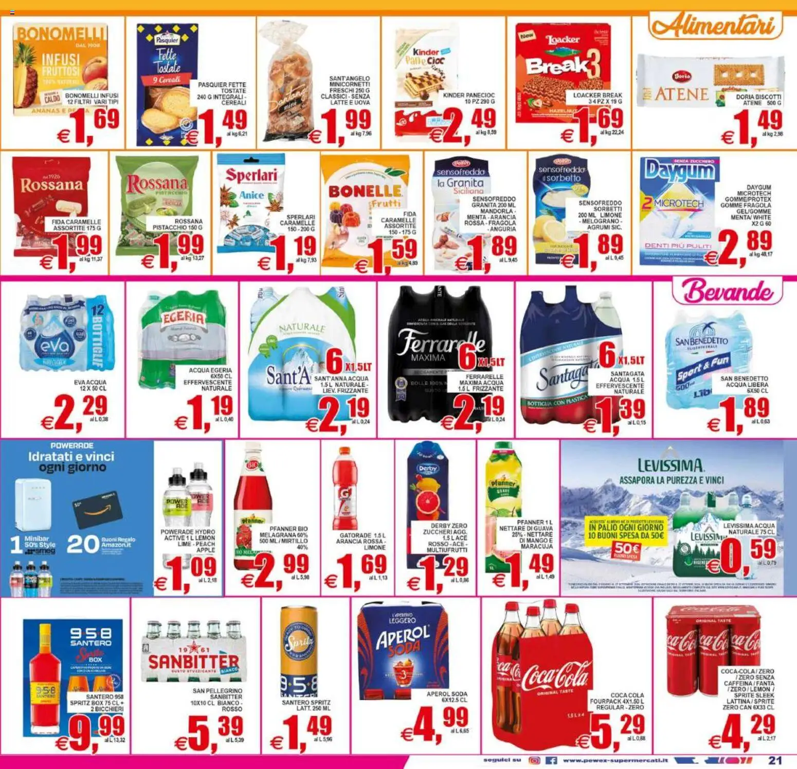 Volantino Pewex del 22/07/2026 | Pagina: 21 | Prodotti: Cereali, Arancia, Ferrarelle, Coca Cola