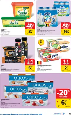 Griekse yoghurt Oikos, Danone - Voorbeeld van een folder van Carrefour, geldig van 12/08/2026 | Pagina: 15 | Producten: Fles, Aardbei, Ingrediënten, Margarine