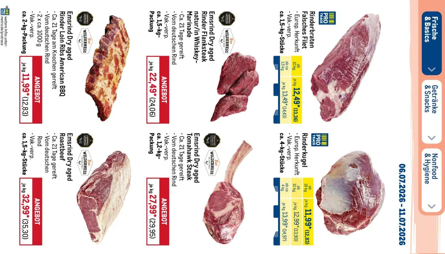 Metro Prospekt – gültig ab 06.07.2026 | Seite: 4 | Produkte: Rinderbraten, Roastbeef, Steak, Whiskey
