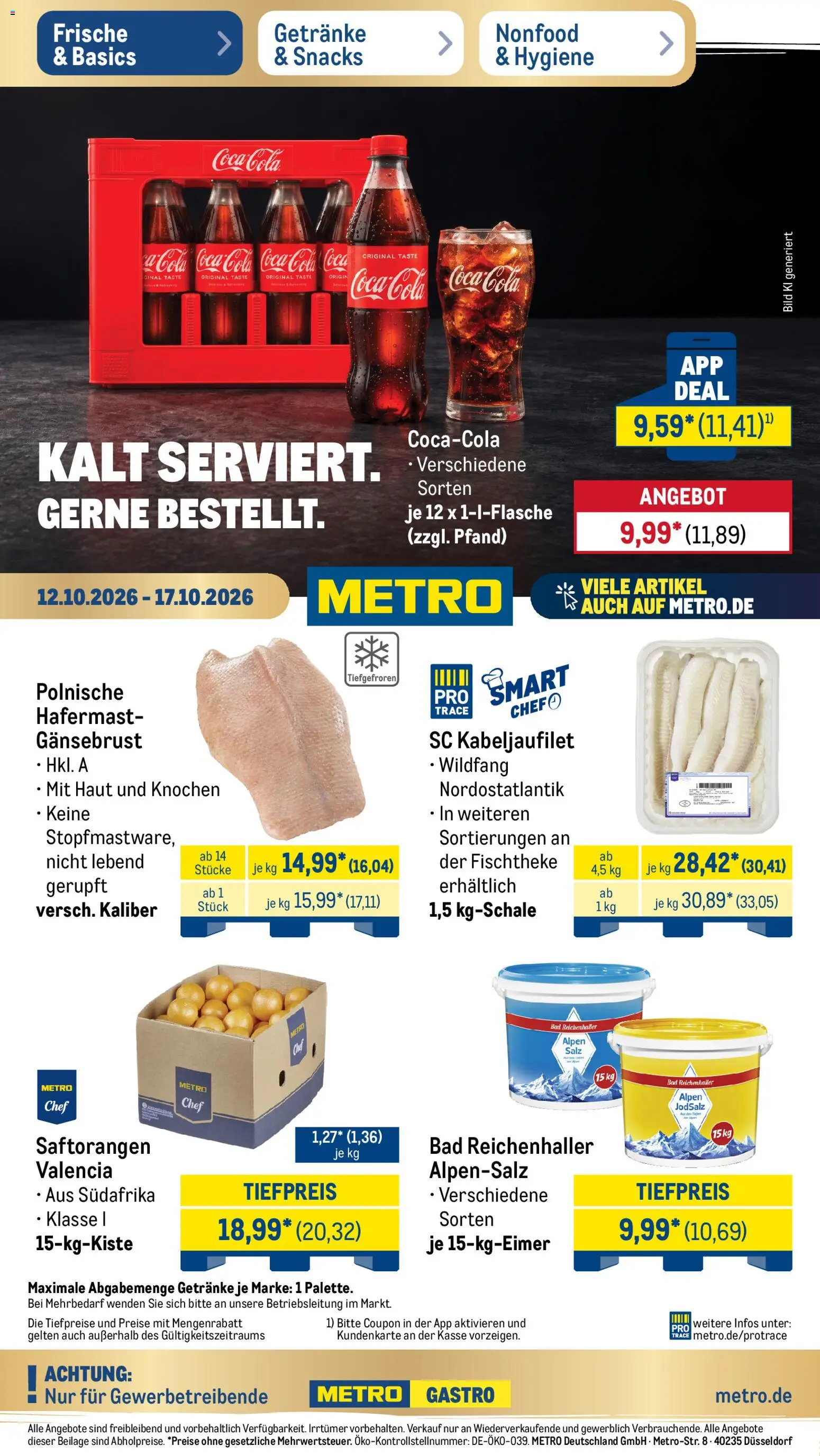 Metro Montag, 12. Oktober Große Ersparnis