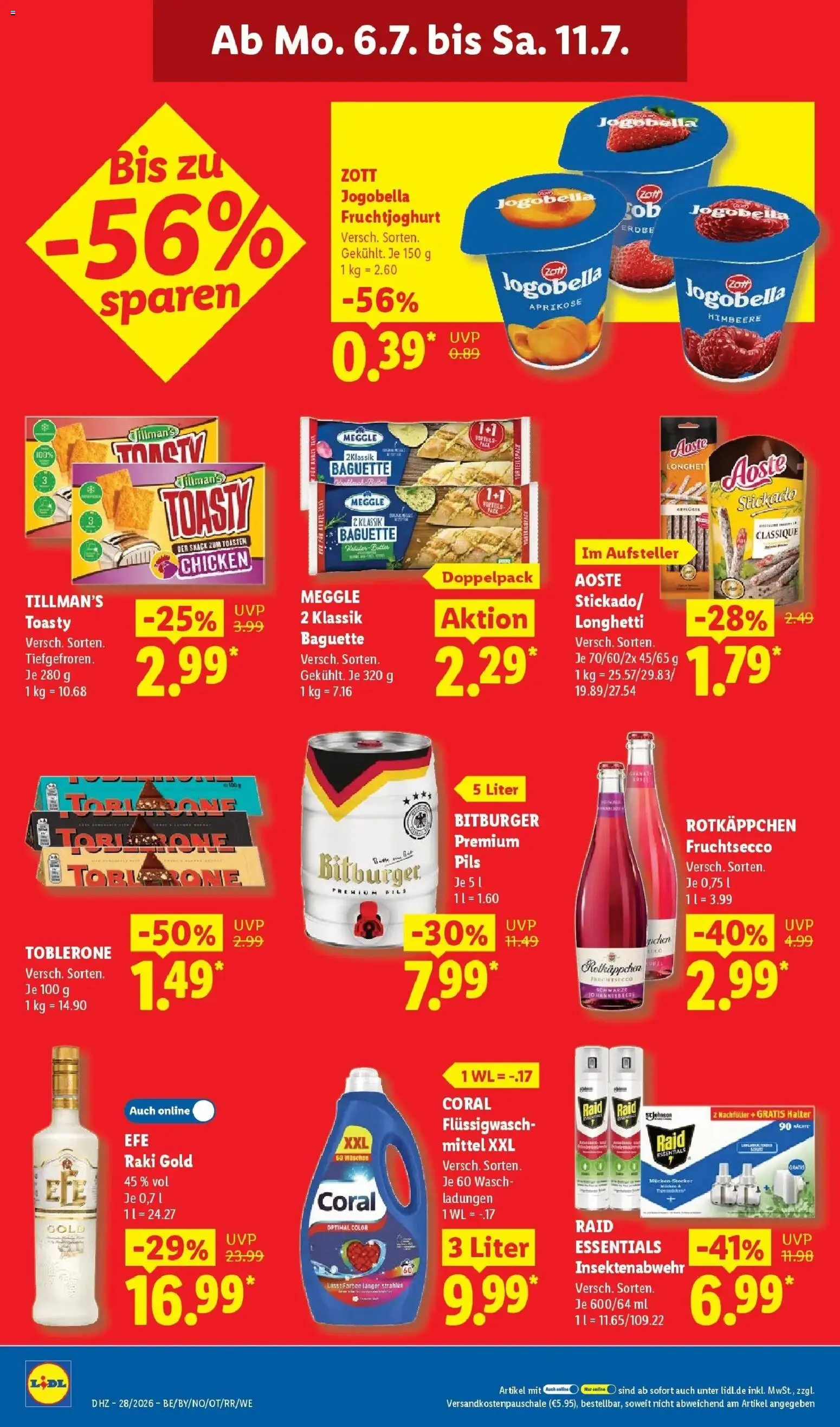 Lidl Prospekt Plettenberg – gültig ab 06.07.2026 | Seite: 16 | Produkte: Pils, Fruchtjoghurt, Himbeere, Rotkäppchen