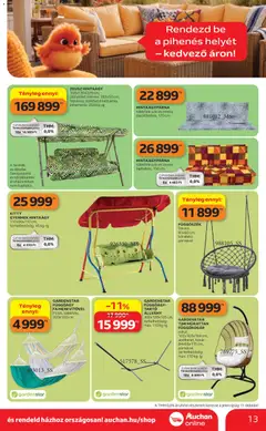 Auchan Kertészet és Szabadidő - amely érvényes a következő dátumtól: 16.04.2026 | Oldal: 13 | Termékek: Kosár, Hintaágy