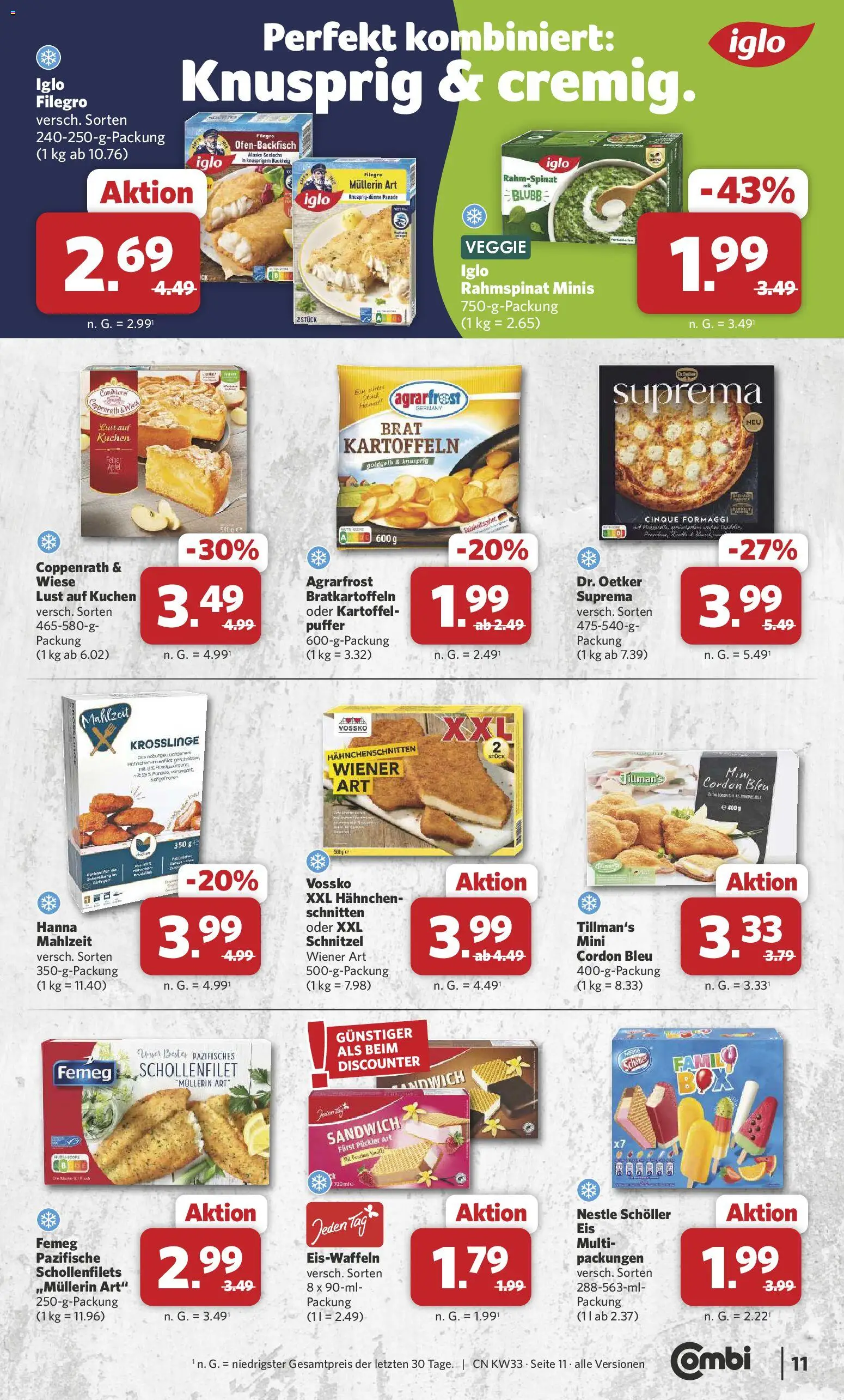 Combi Prospekt – gültig ab 10.08.2026 | Seite: 13 | Produkte: Hahnchen, Iglo, Schnitzel, Kartoffeln