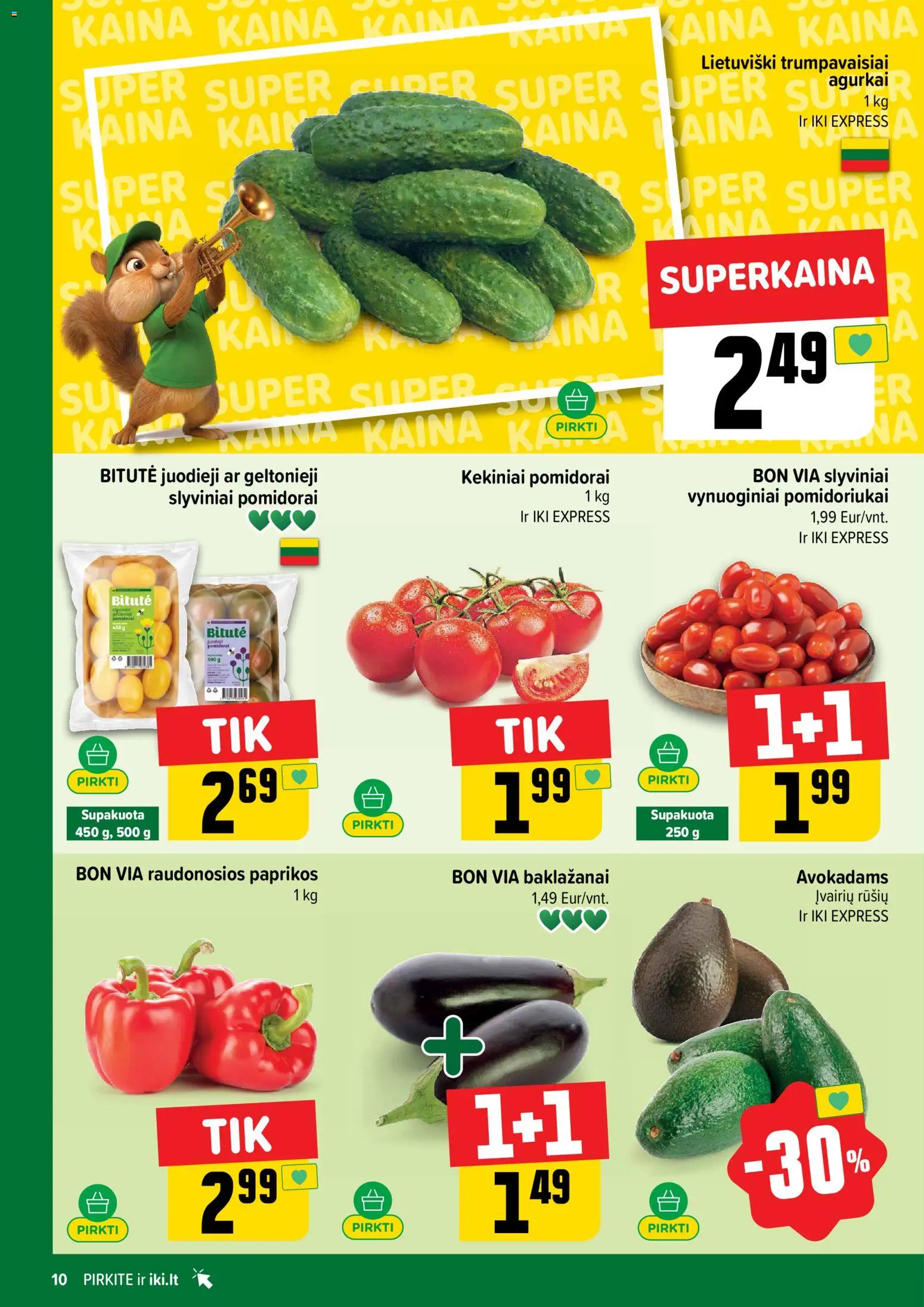 IKI akcijos nuo 08.06.2026 | Puslapis: 10 | Prekių: Agurkai, Pomidorai
