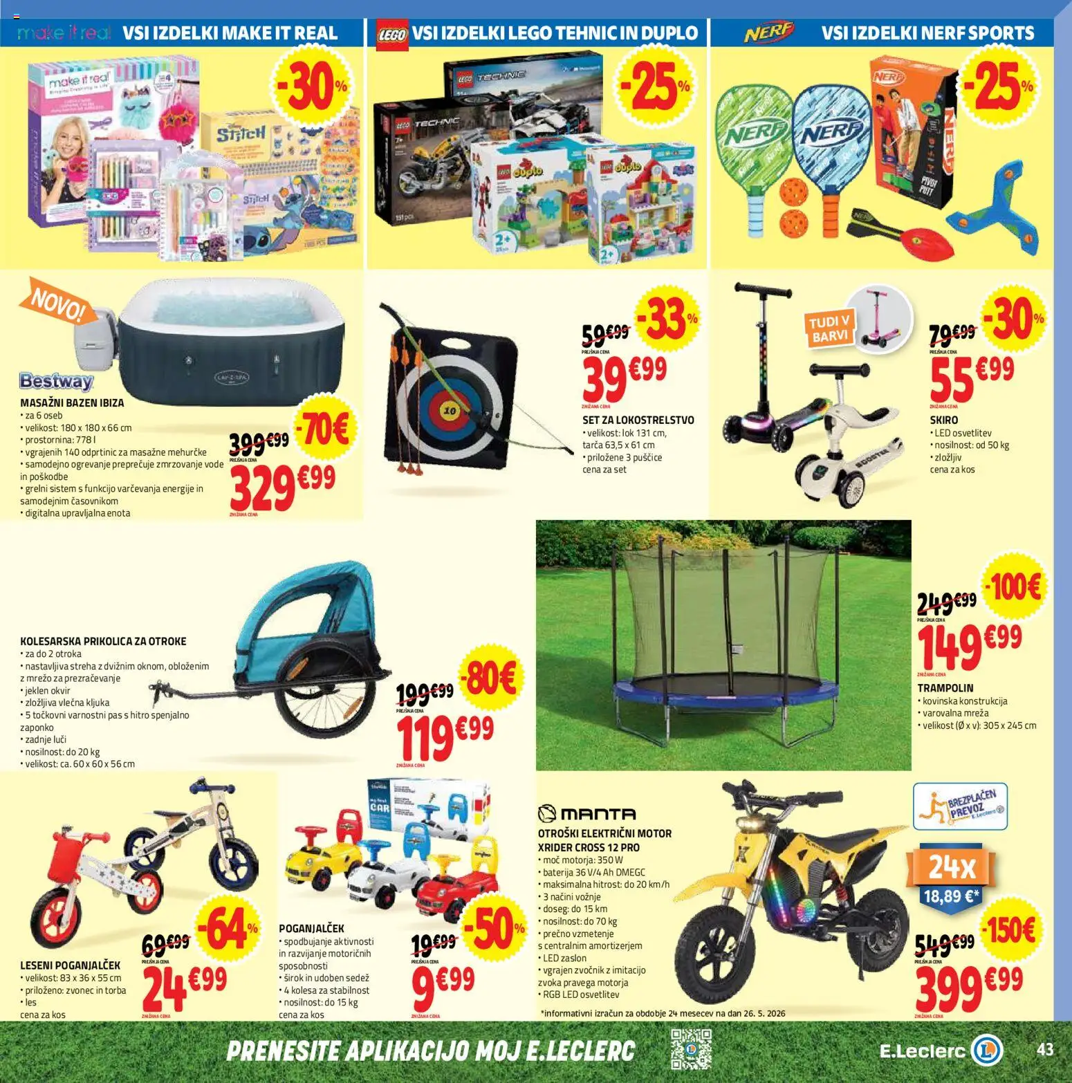 Novi E.leclerc katalog ponudbe – veljaven od 10.06.2026 | Stran: 43 | Izdelki: Bazen, Torba, Zvocnik, Masažni bazen