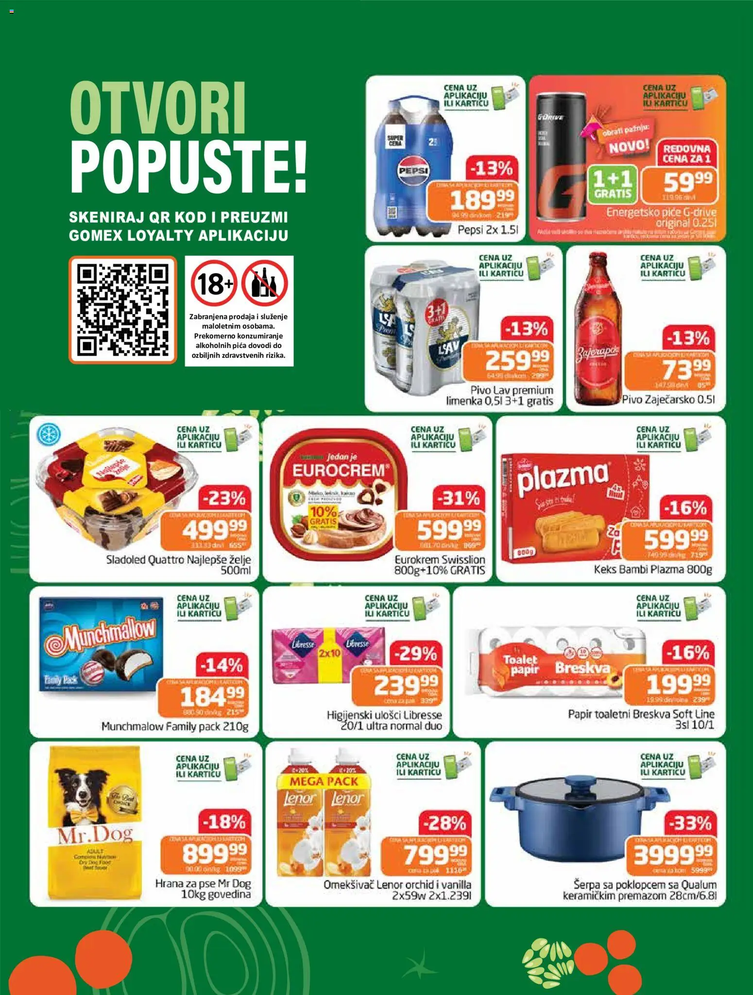 Gomex katalog - važi od 19.08.2026 | Strana: 2 | Proizvode: Govedina, Munchmallow, Hrana za pse, Energetsko piće