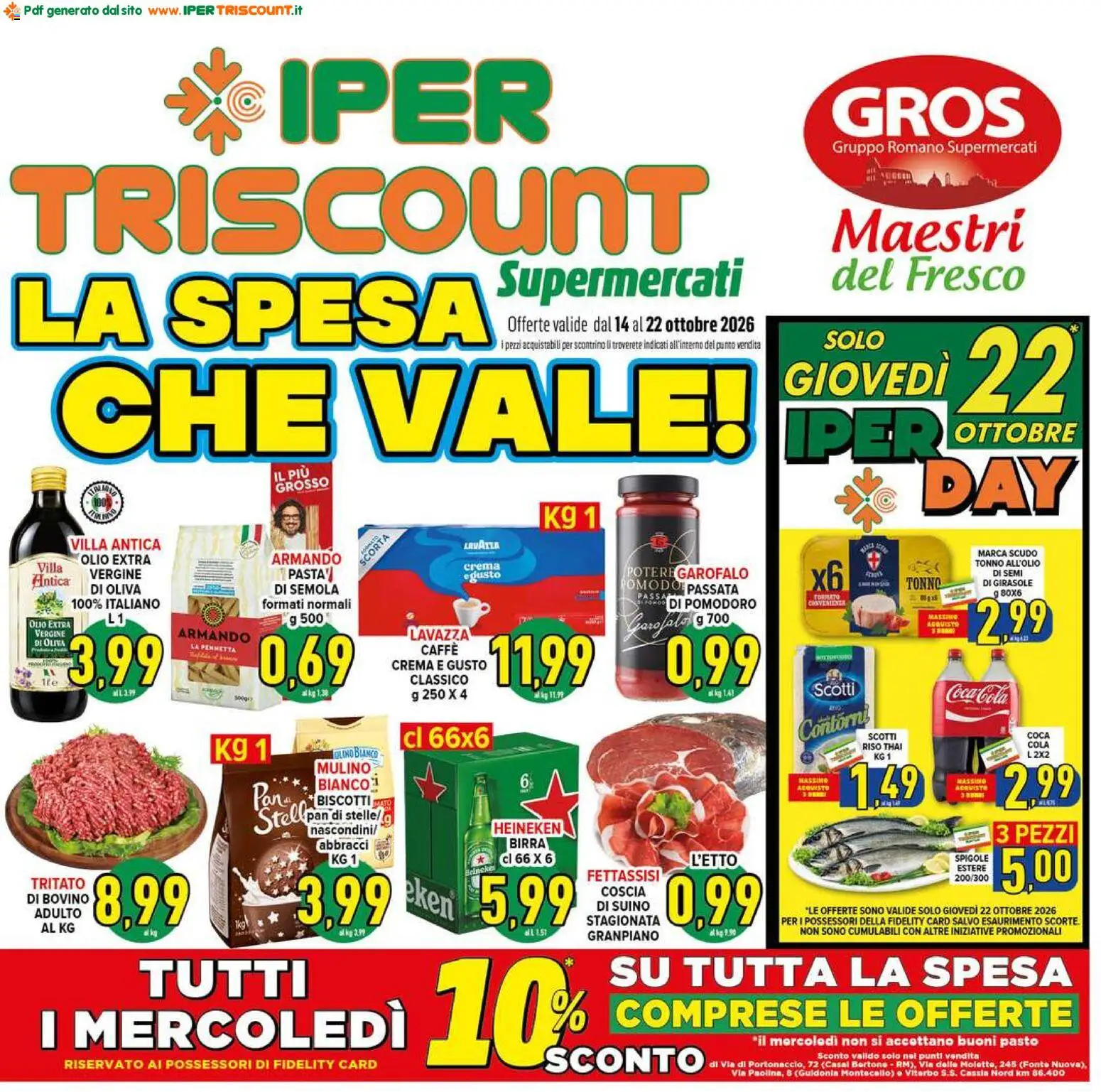 Volantino Ipertriscount del 14/10/2026 | Pagina: 1 | Prodotti: Crema, Birra, Pomodoro, Contorni