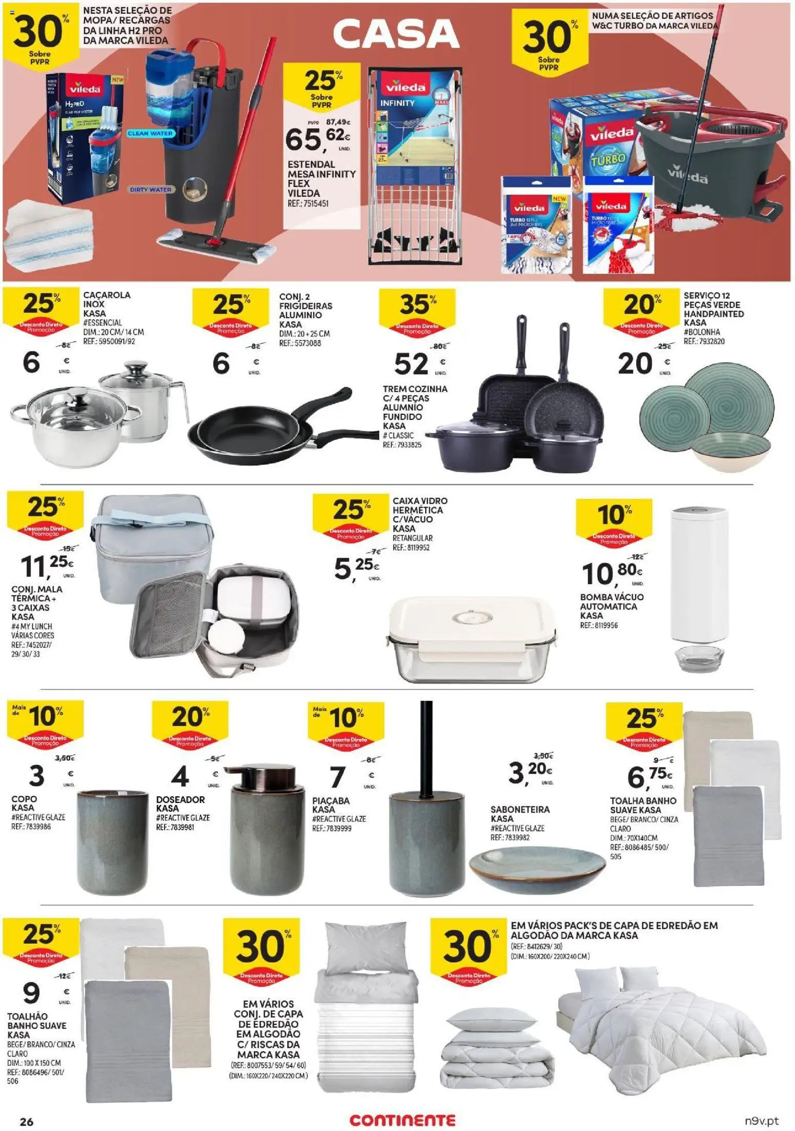 Continente Açores │ válido de 09/07/2026 | Página: 26 | Produtos: Algodão, Mesa, Caixa, Banho