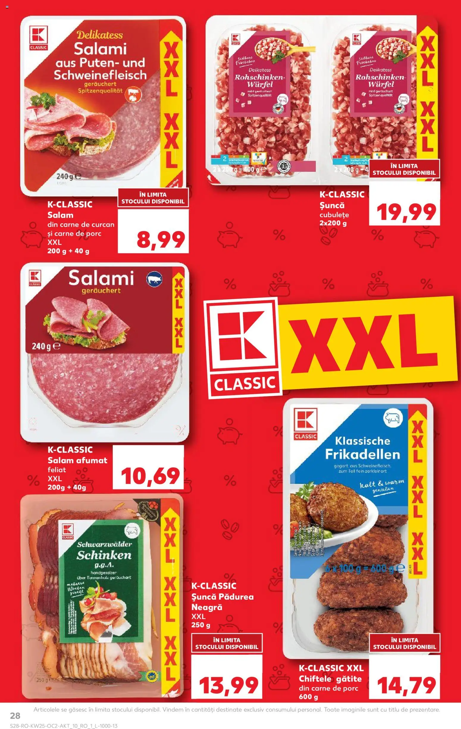 Noul catalog Kaufland – valabil de la 17.06.2026 | Pagină: 28 | Produse: Salam, Șuncă, Carne De Porc, Chiftele