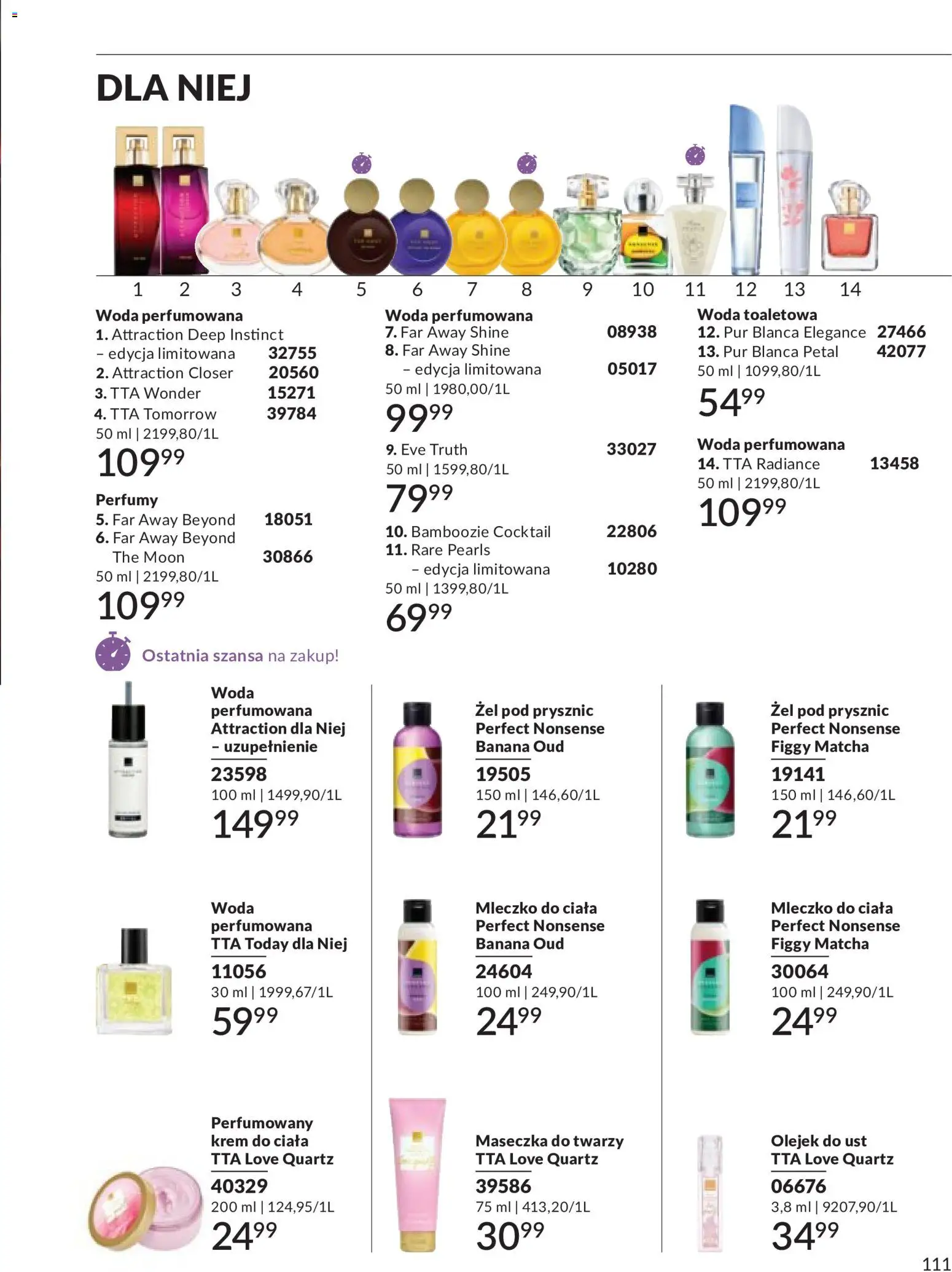 Avon Katalog 9 2026 od 01.09.2026 | Strona: 111 | Produkty: Prysznic, Woda toaletowa, Krem do ciała, Żel pod prysznic