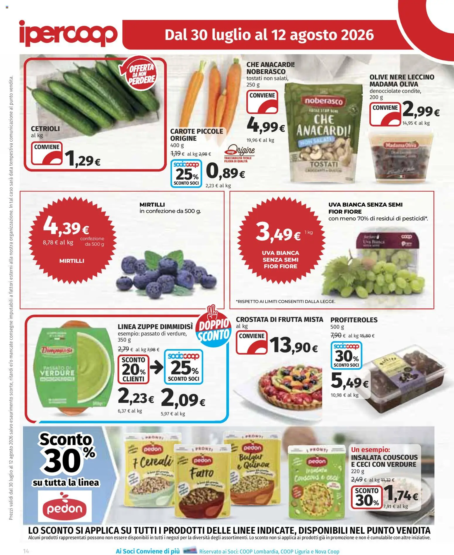 Volantino Ipercoop del 30/07/2026 | Pagina: 14 | Prodotti: Cereali, Verdure, Quinoa, Farro
