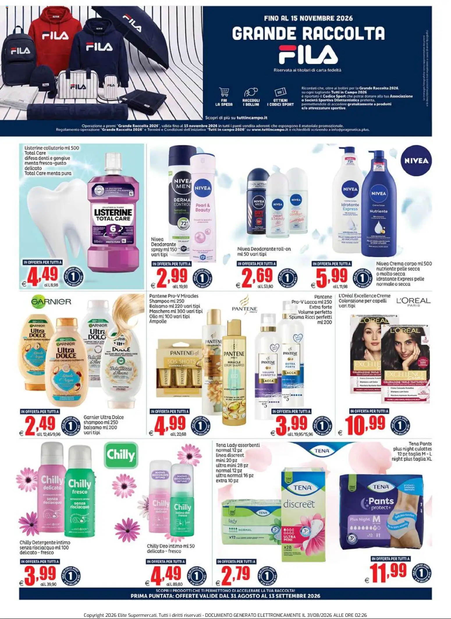 Volantino Elite Supermercati del 31/08/2026 | Pagina: 11 | Prodotti: Detergente intimo, Olio, Assorbenti, Menta