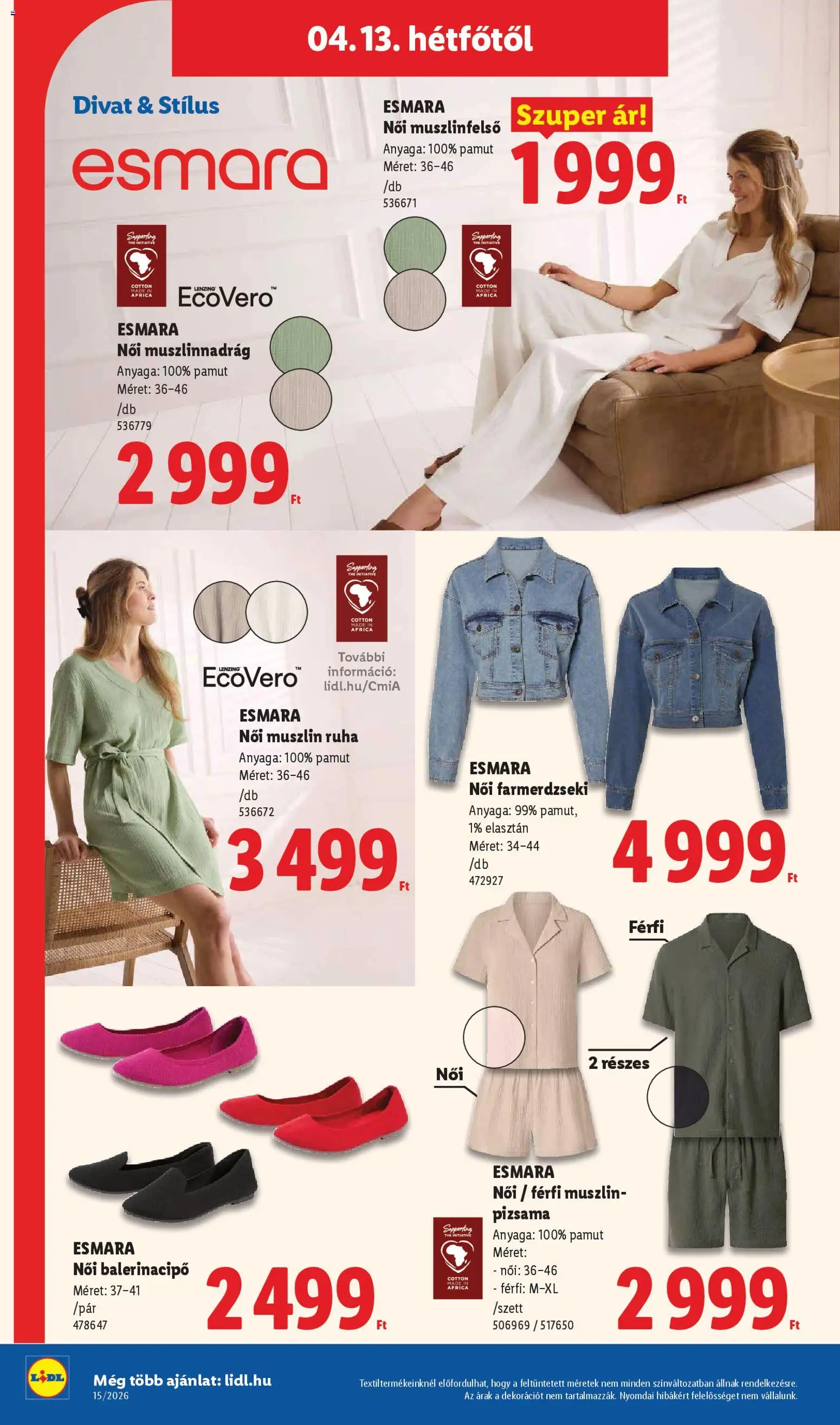 Lidl akciós ujság - amely érvényes a következő dátumtól: 09.04.2026 | Oldal: 26 | Termékek: Ruha, Pizsama