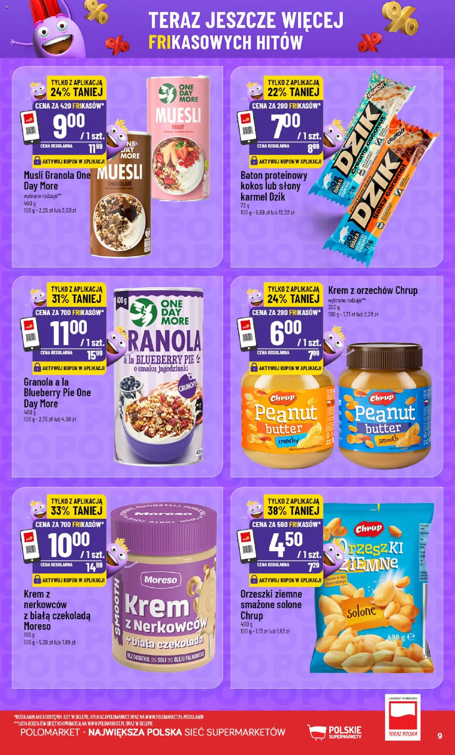 Nowa POLOmarket gazetka od jutra 19.08.2026 | Strona: 9 | Produkty: Biała czekolada, Baton, Baton proteinowy, Kokos
