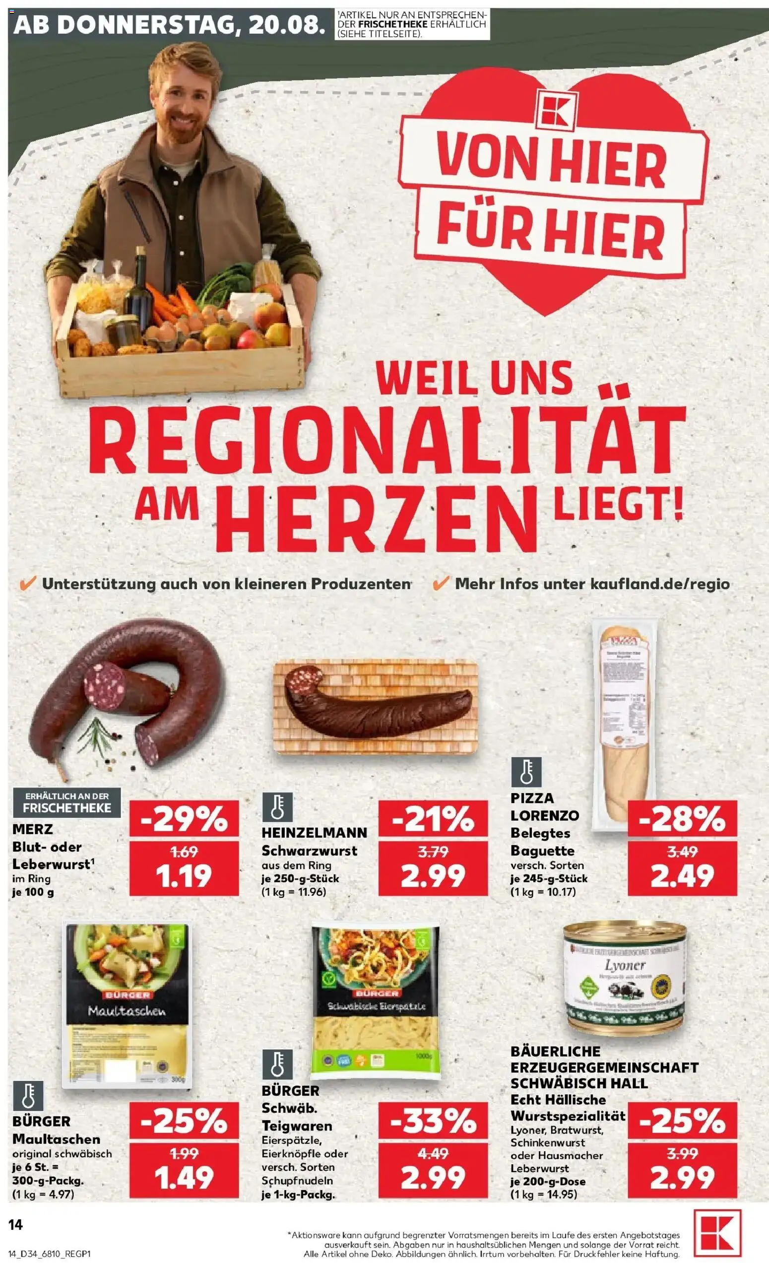 Prospekt Kaufland ab 17.08.2026 » Angebote Online zum Blättern | Seite: 25 | Produkte: Burger, Baguette, Pizza, Maultaschen