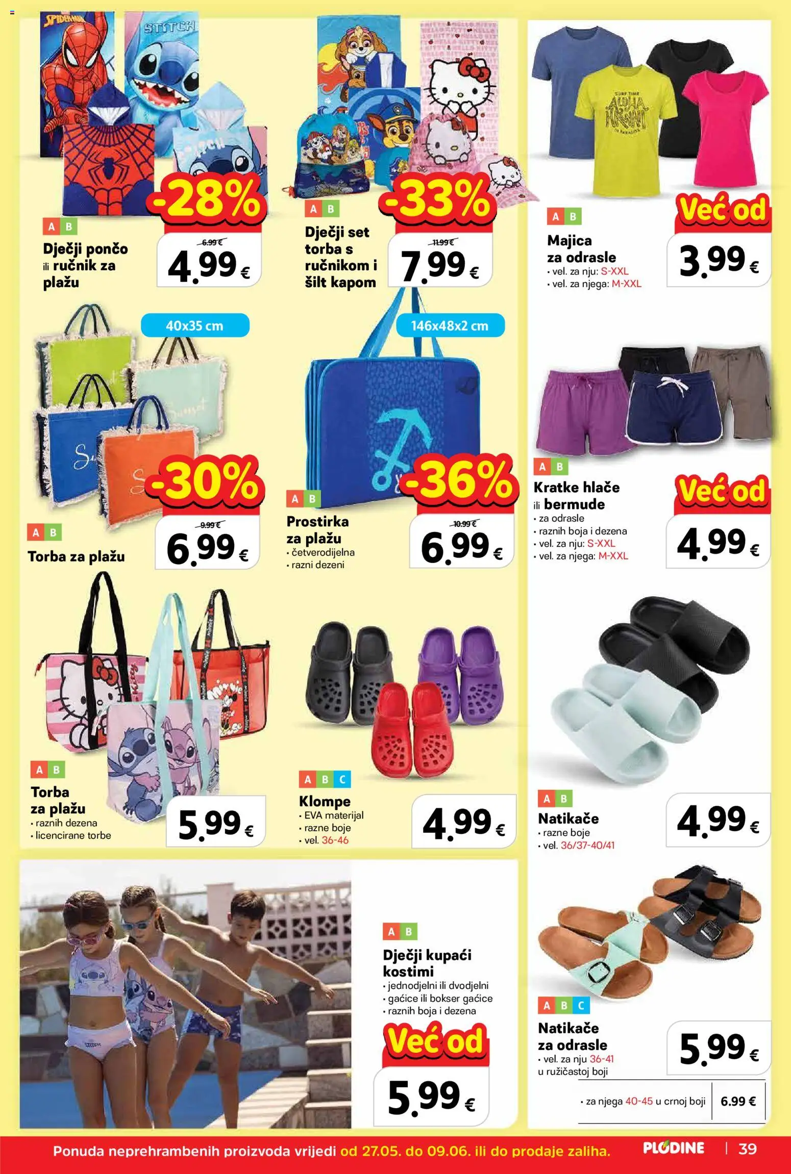 Plodine katalog | vrijedi od 27.05.2026 | Stranica: 39 | Proizvodi: Natikače, Majica, Hlače, Ručnik