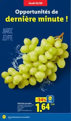LIDL - Prévisualisation de Raisin blanc sans pépin, La barquette de 500 g valide à partir de 25/06/2026 | Page: 4 | Produits: Raisin