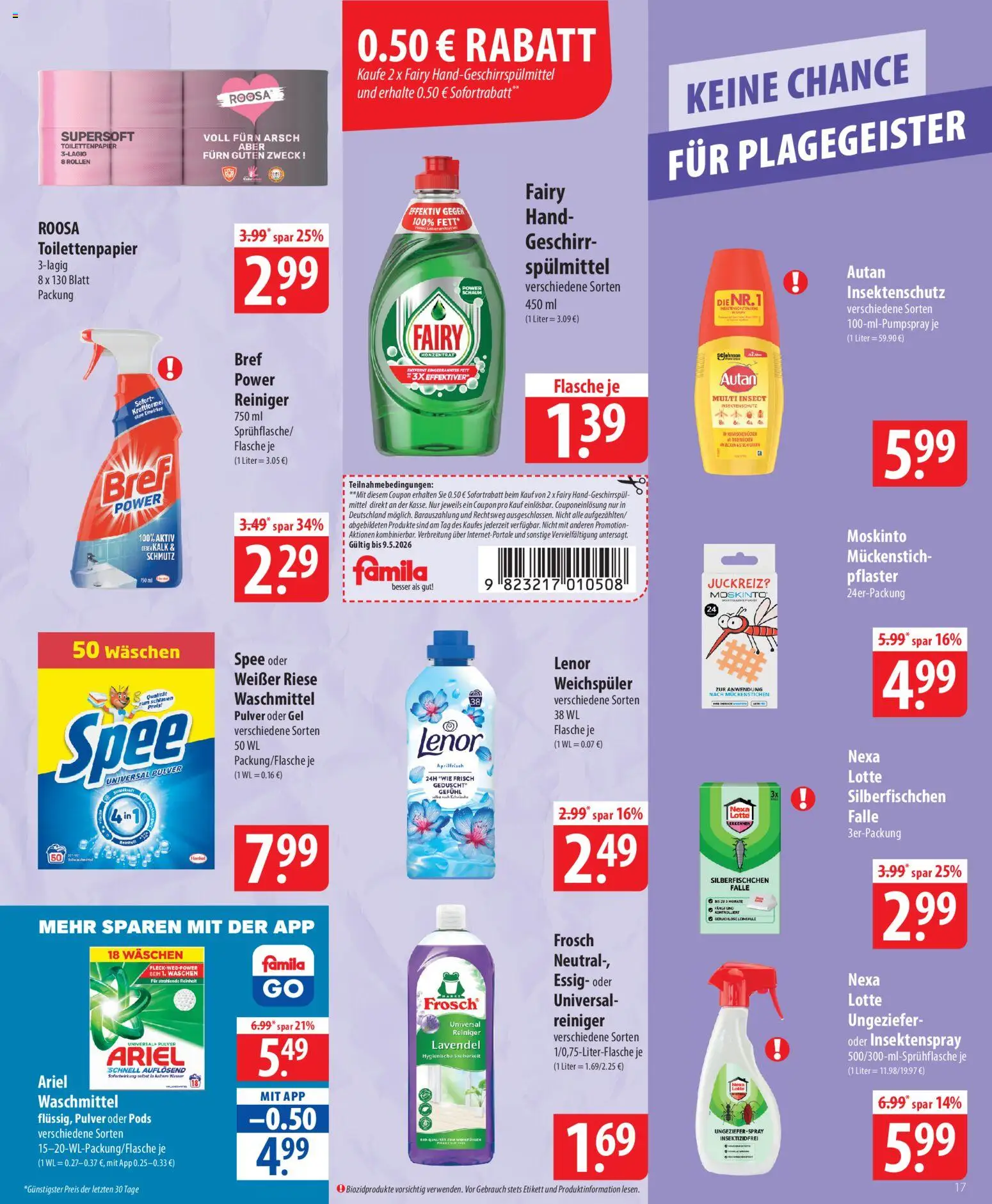 Famila Prospekt 	 – gültig ab 04.05.2026 | Seite: 17 | Produkte: Lenor, Ariel, Wasser, Waschmittel