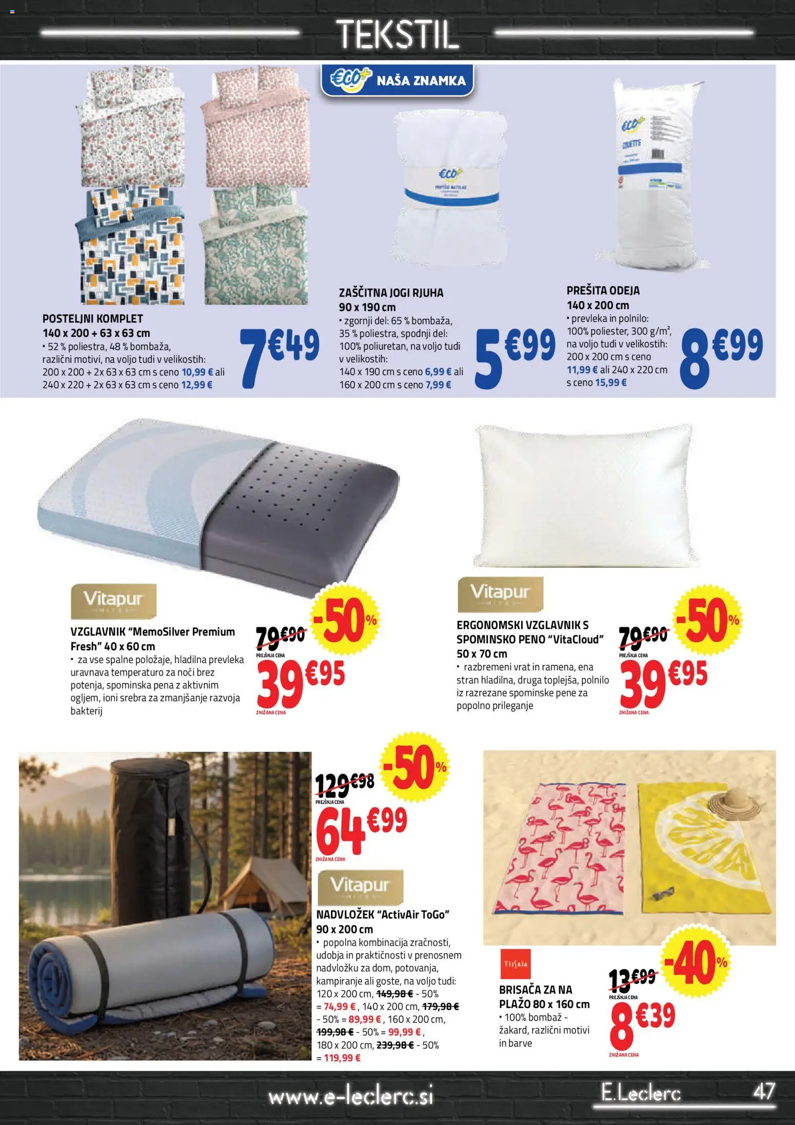 Novi E.leclerc katalog ponudbe – veljaven od 08.07.2026 | Stran: 7 | Izdelki: Nadvložek, Prevleka, Rjuha, Jogi