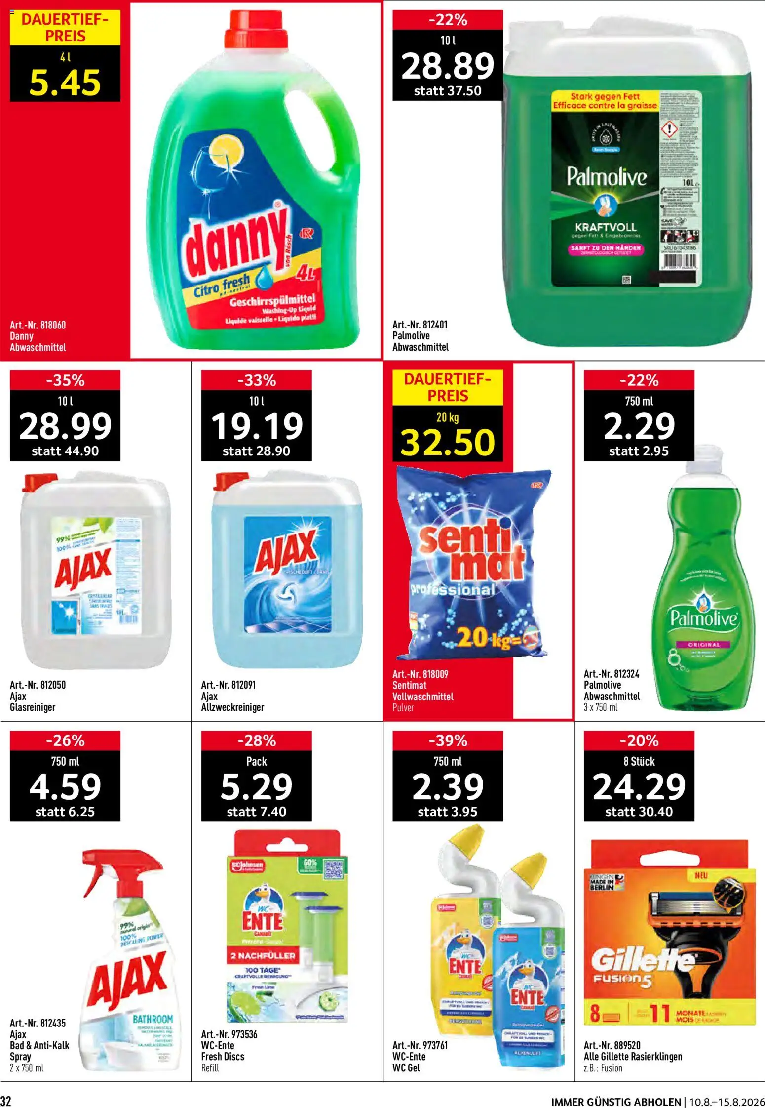 Prodega aktionen – gültig ab 10.08.2026 | Seite: 32 | Produkte: Bad, Geschirrspülmittel