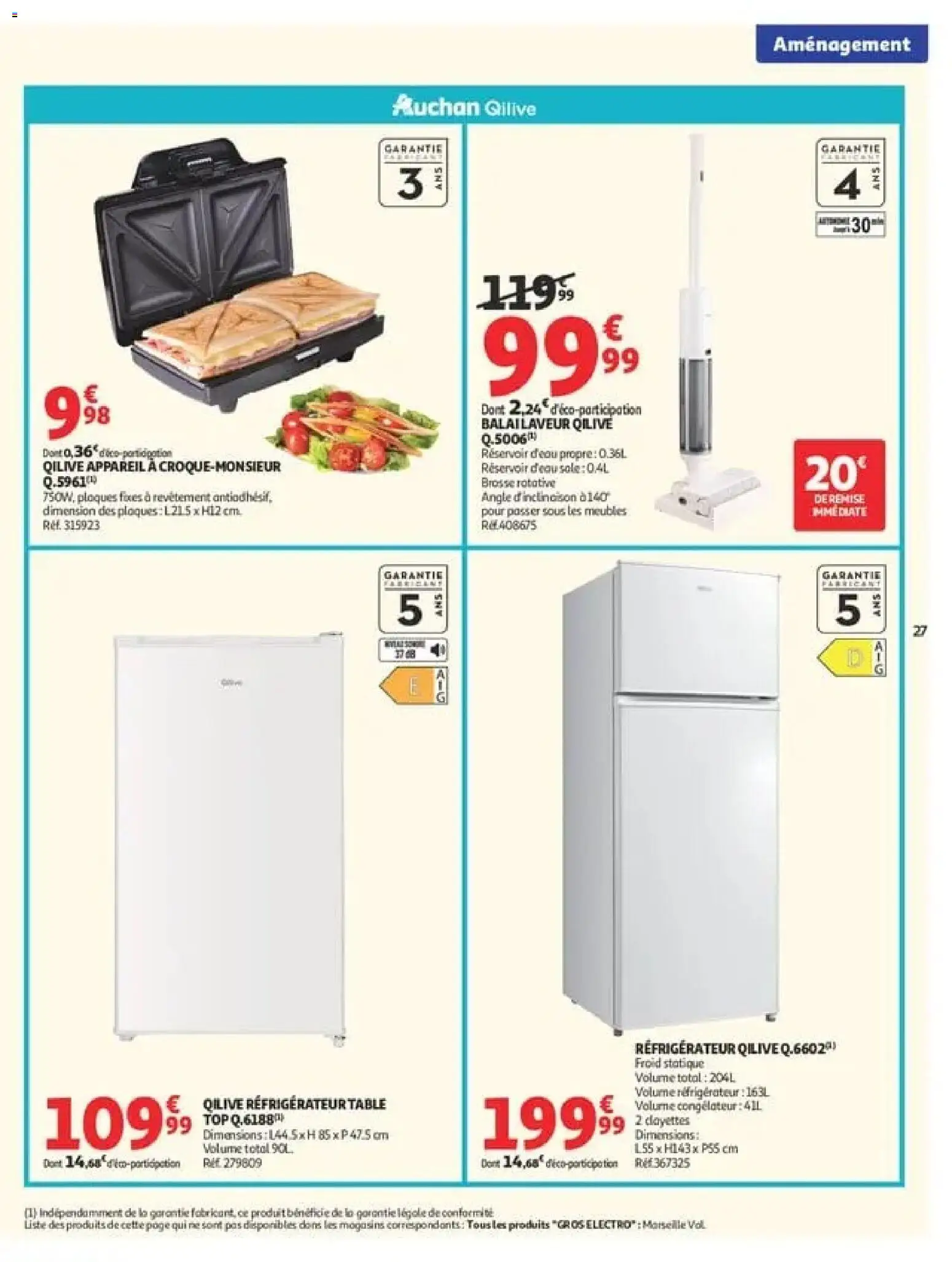 {H1} | Page: 27 | Produits: Réfrigérateur, Brosse rotative, Brosse, Réservoir d'eau