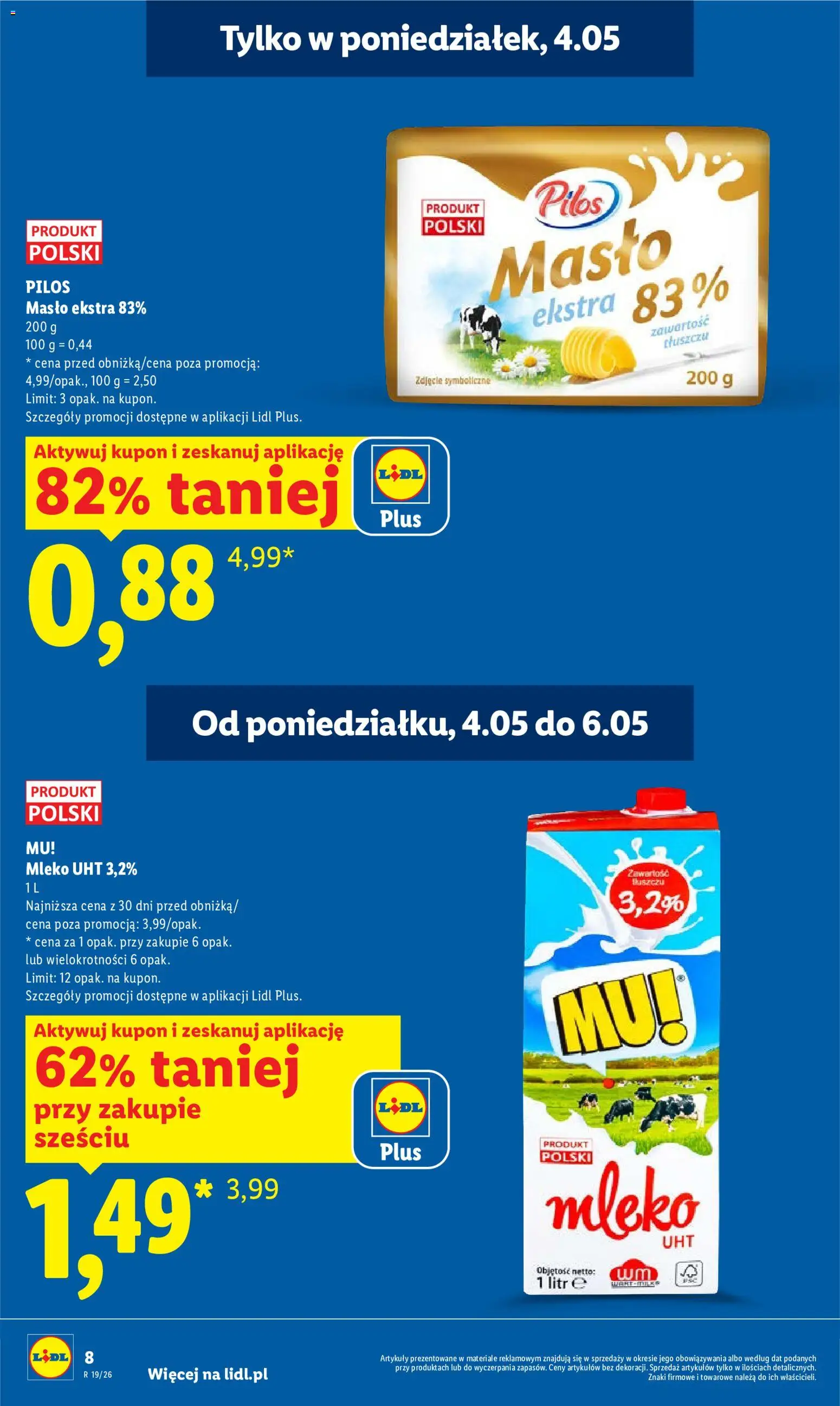Lidl gazetka od 04.05.2026 | Strona: 8 | Produkty: Mleko, Masło