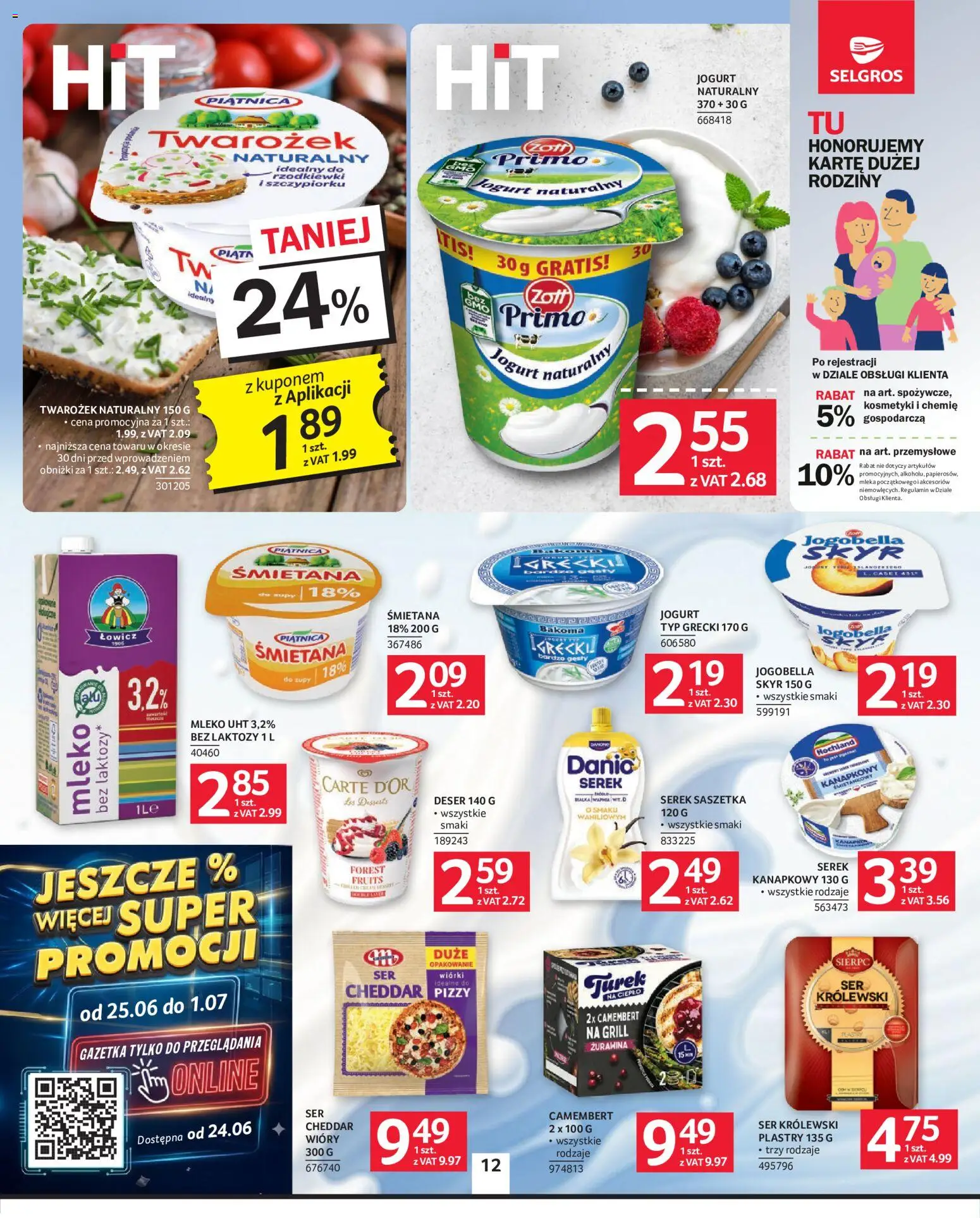 Selgros cash&carry gazetka od 18.06.2026 | Strona: 12 | Produkty: Serek kanapkowy, Serek, Jogurt naturalny, Twarożek