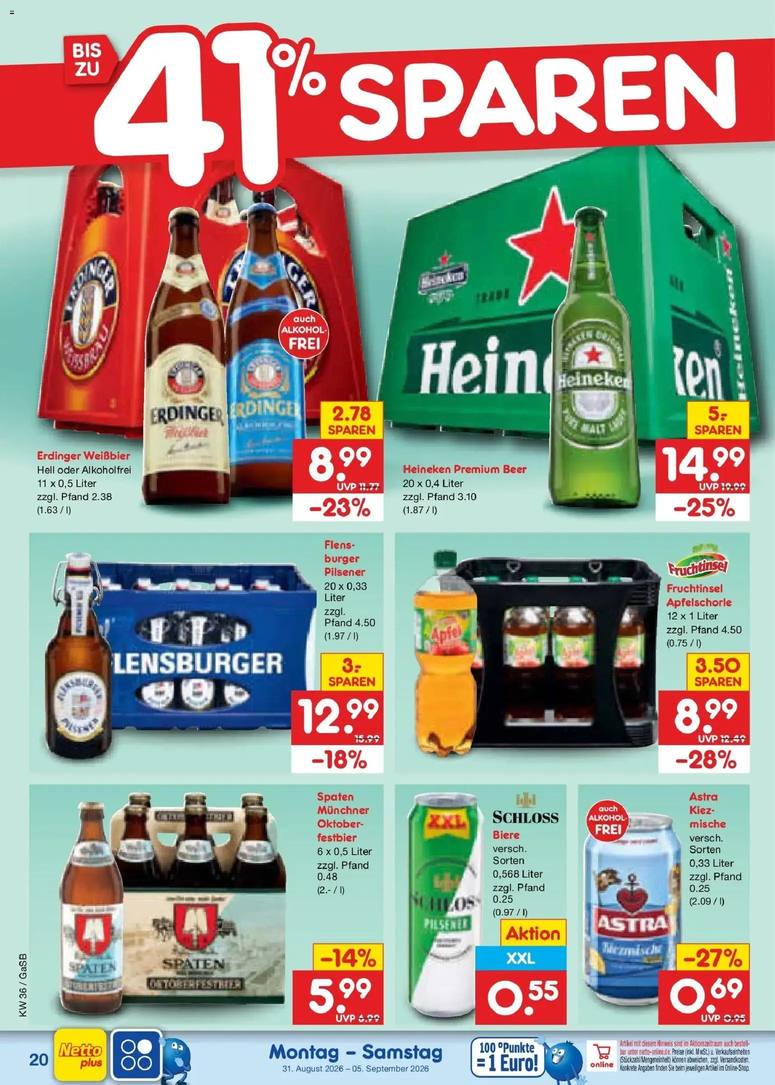 Netto Marken-Discount Prospekt Bremen-Lesum (ab 31.08.2026) » Angebote | Seite: 26 | Produkte: Erdinger, Äpfel, Astra, Heineken