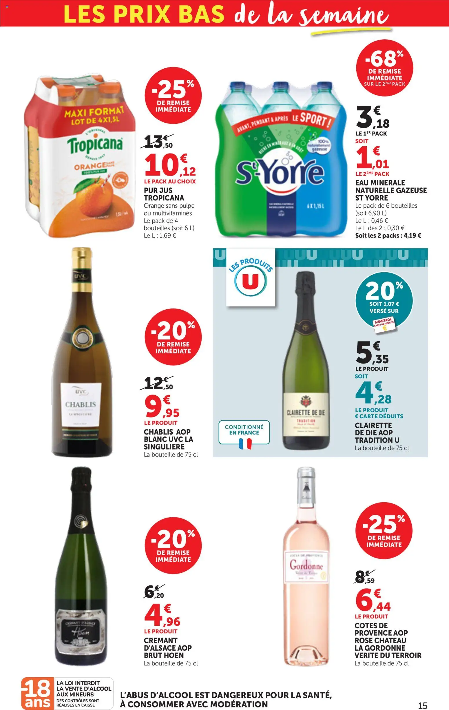 {H1} | Page: 15 | Produits: Eau minérale, Clairette de die, Crémant, Jus