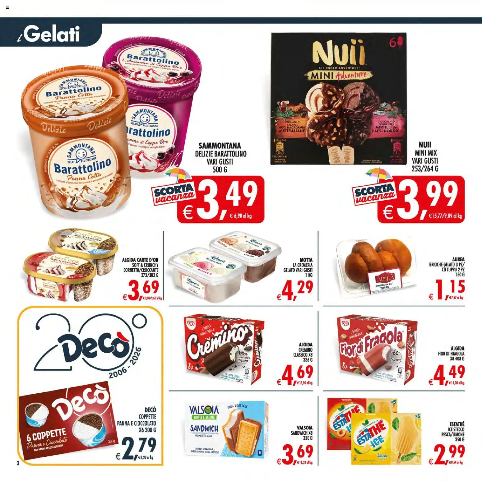 Volantino Decò del 21/07/2026 | Pagina: 2 | Prodotti: Cioccolato, Panna, Gelato, Cacao