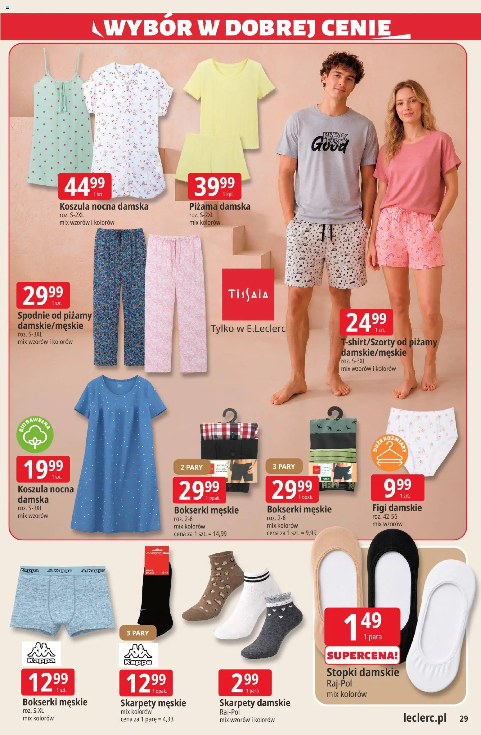 E.Leclerc gazetka - Wrocław od 16.06.2026 | Strona: 29 | Produkty: Spodnie, Piżama, Bokserki męskie, Skarpety męskie