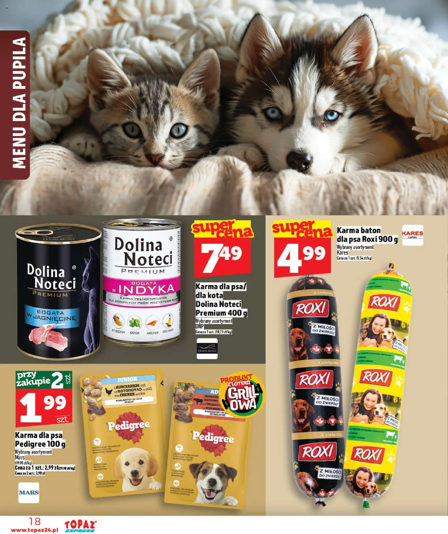 Topaz gazetka - Express od 07.05.2026 | Strona: 18 | Produkty: Pedigree, Baton, Karma dla psa, Ryż